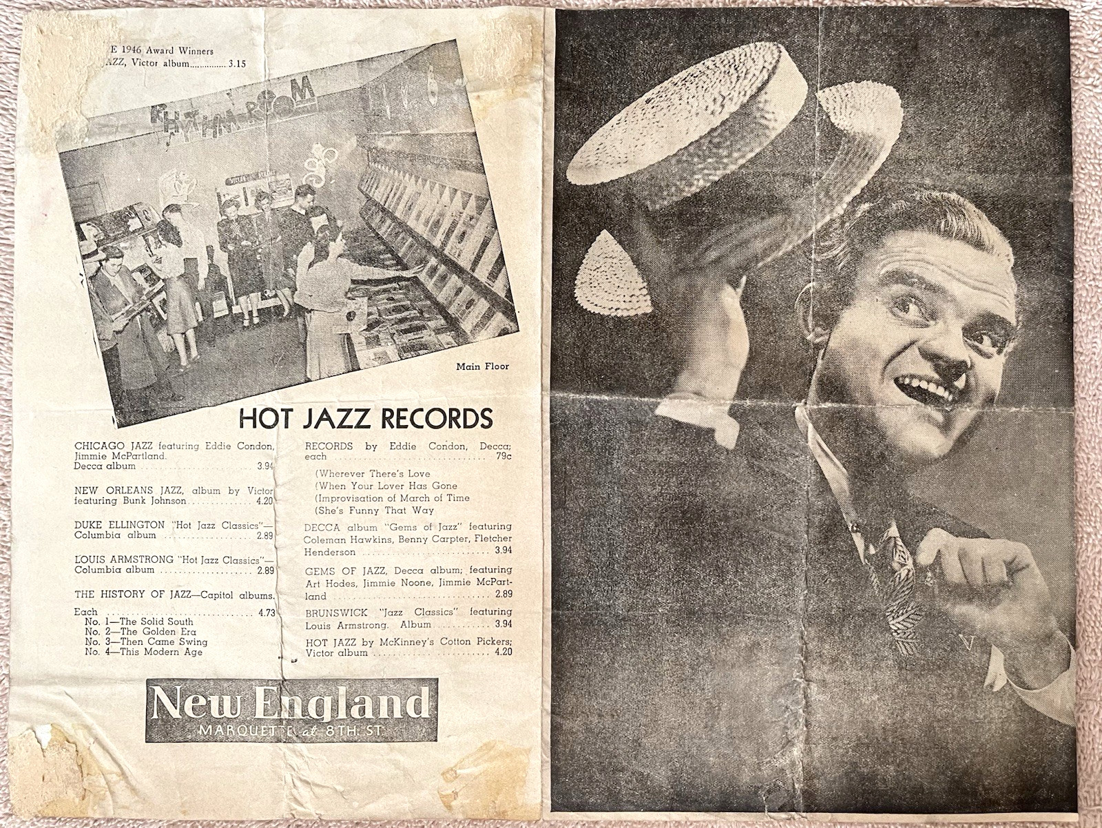 MINNEAPOLIS AUDITORIUM 1946 SPIKE JONES KORNCERT PROGRAM+NEW ENGLAND RECORD SHOP