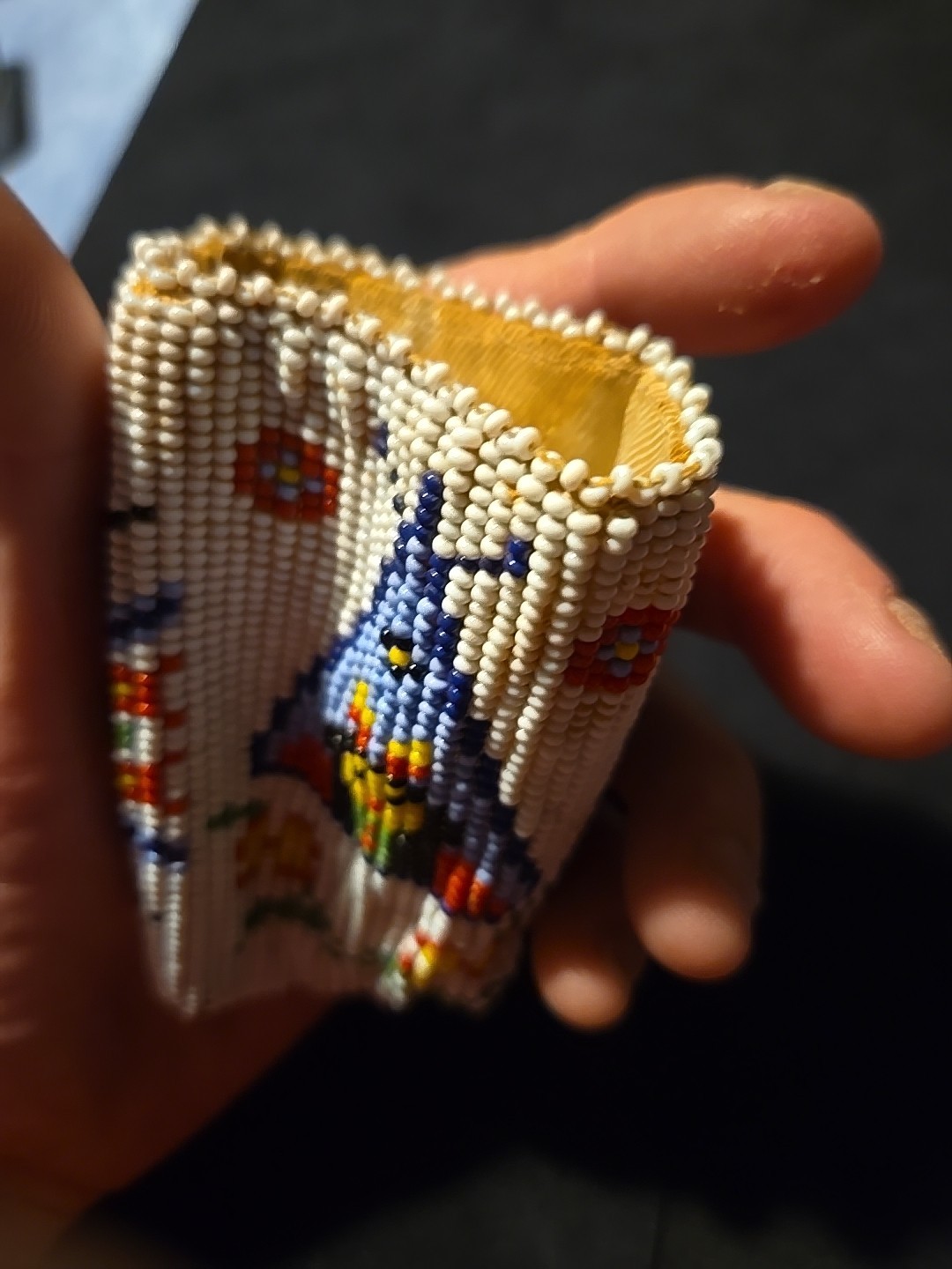 Vtg Native American Lakota Beaded Western Cigarette Tobacco Pouch Peyote Bird 