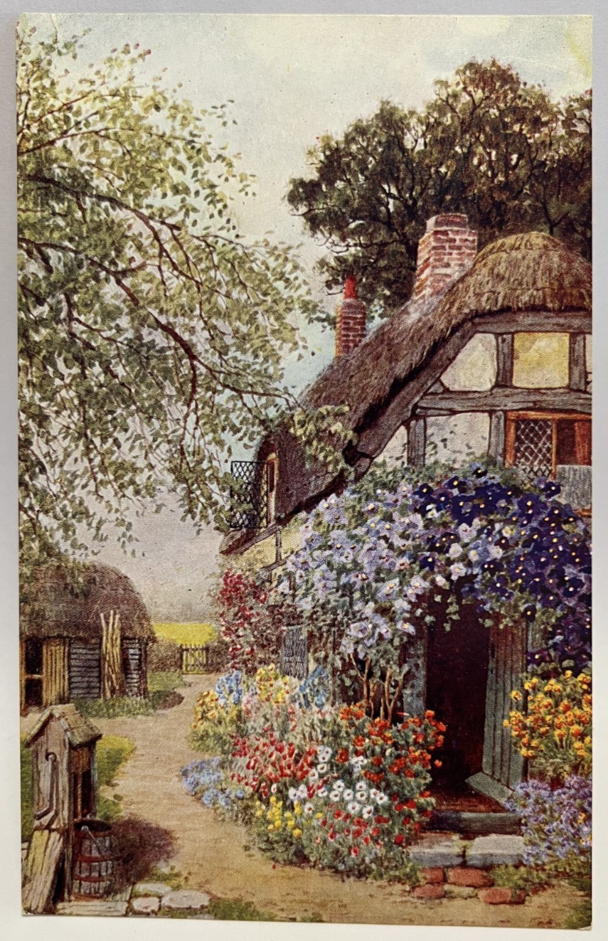Flower Covered Cottage, Path, Postcard