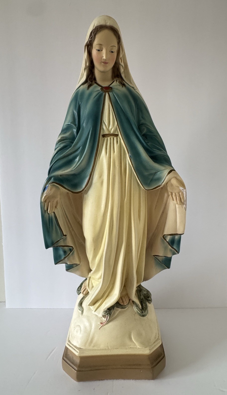 Vintage MCM Virgin Mary Statue 21” Tall Figure Lady RobiaWare Roman Art Co Rare