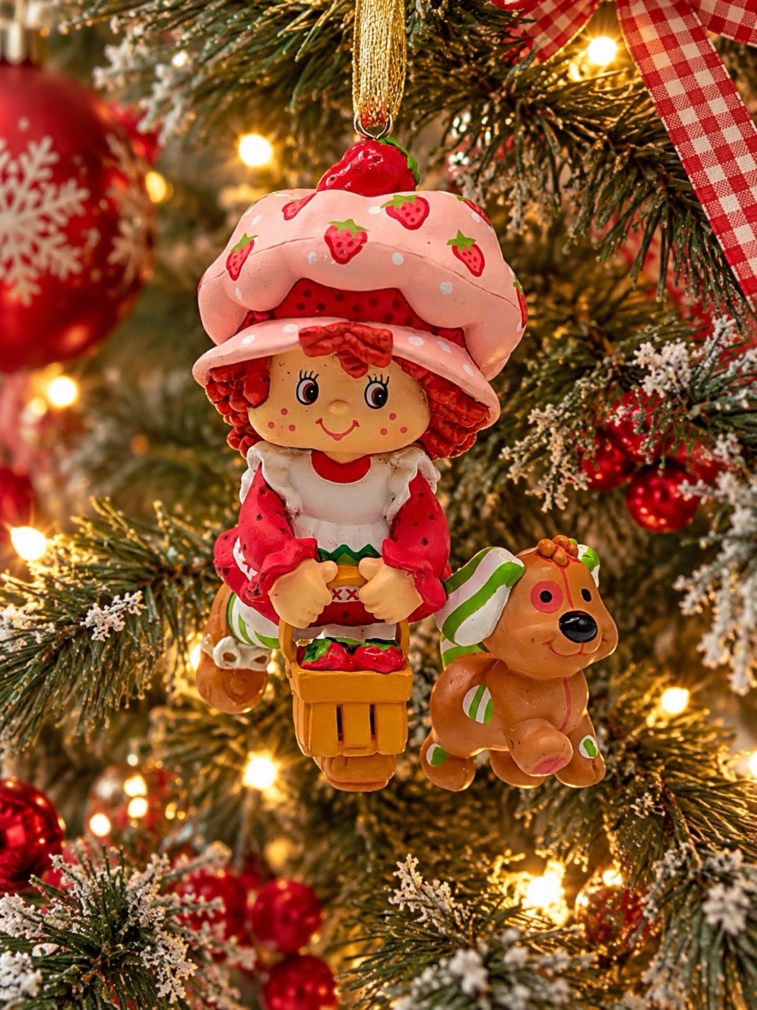 Vintage Carlton Cards Scented Strawberry Shortcake and Pupcake Ornament 3.5”