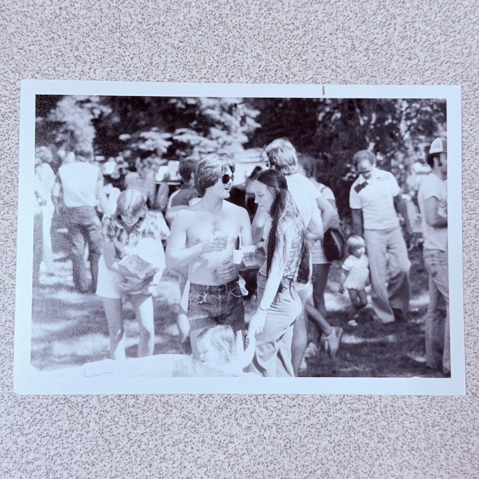 1970s Outdoor Party People Snapshot Photograph Candid Vintage Group