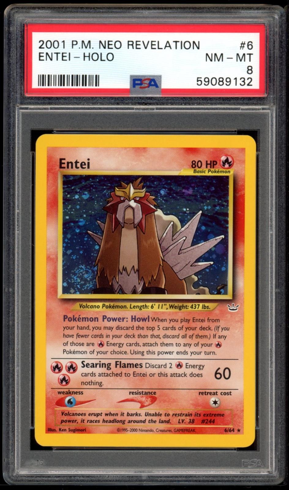 Entei Holo 6/64 PSA 8 Neo Revelation Pokemon Card Game