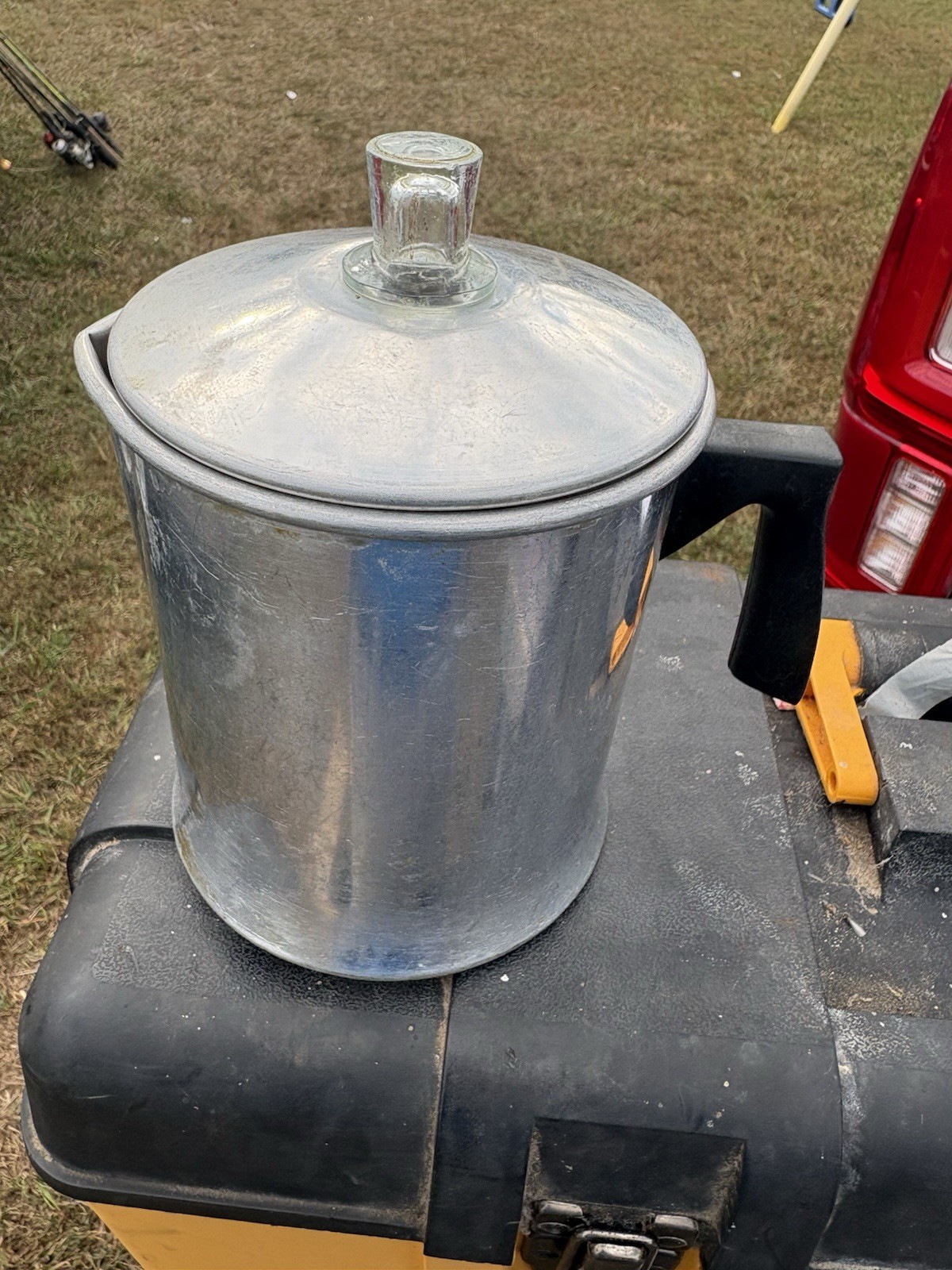 Vintage Foley Aluminum Coffee Percolator Pot Glass Knob Basket Stem Complete