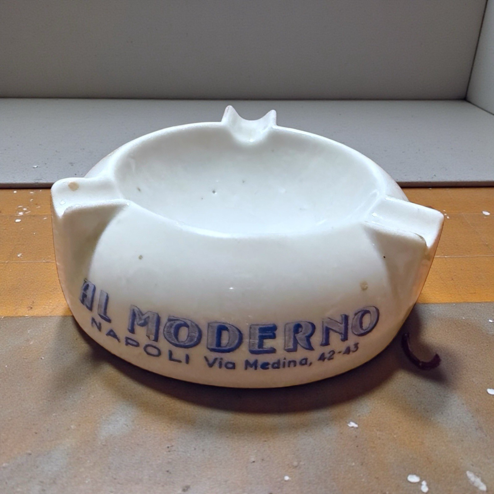 Al MODERNO NAPOLI Via Medina Ceramic Vintage Ashtray Advertising 3.5”