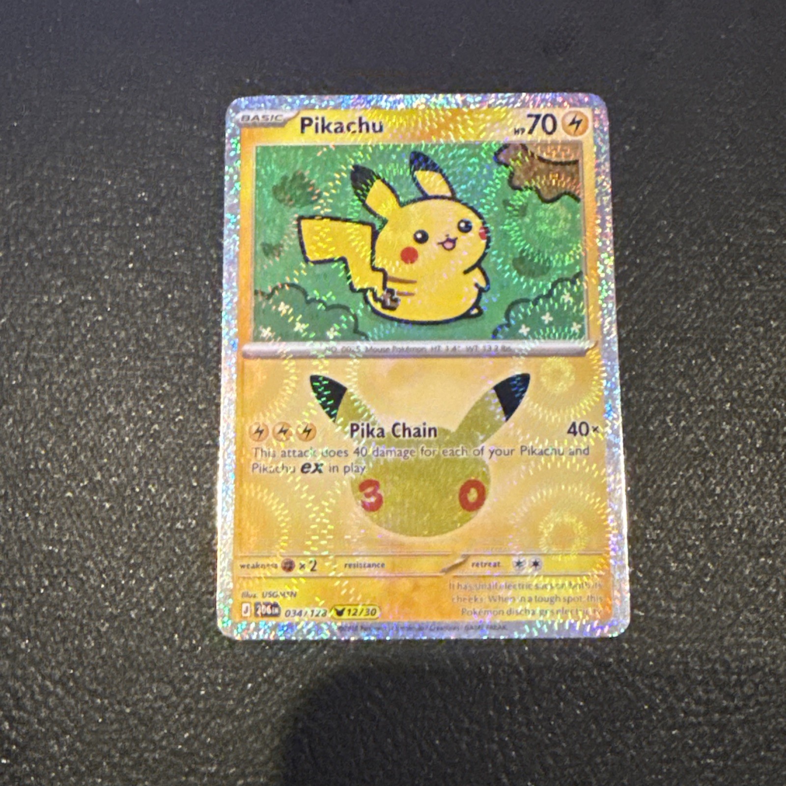 Pokemon 30th Anniversary Pikachu Holo 12/30