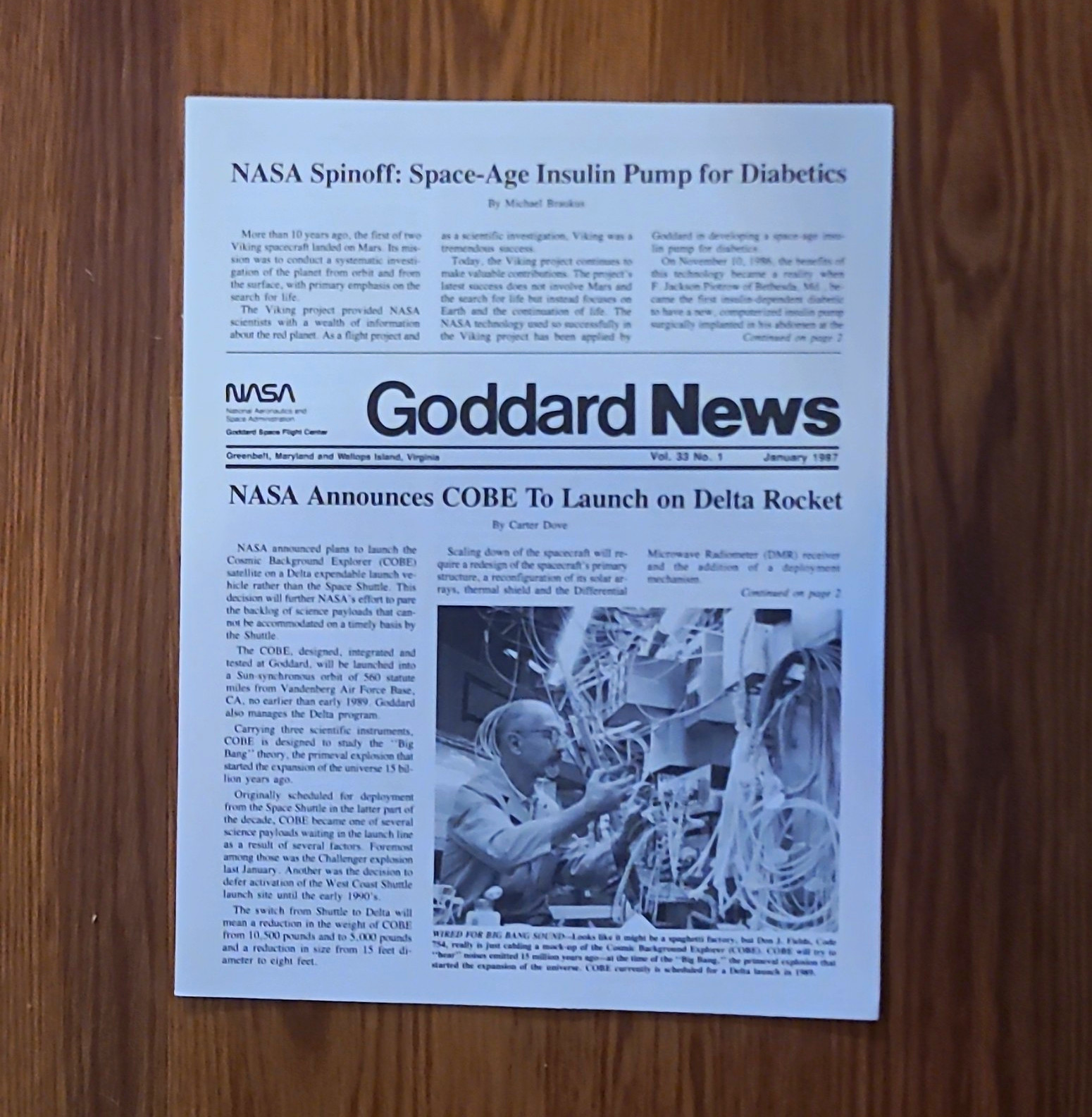 1987 NASA Goddard News COBE Cosmic Background Explorer Vintage Space Newsletter