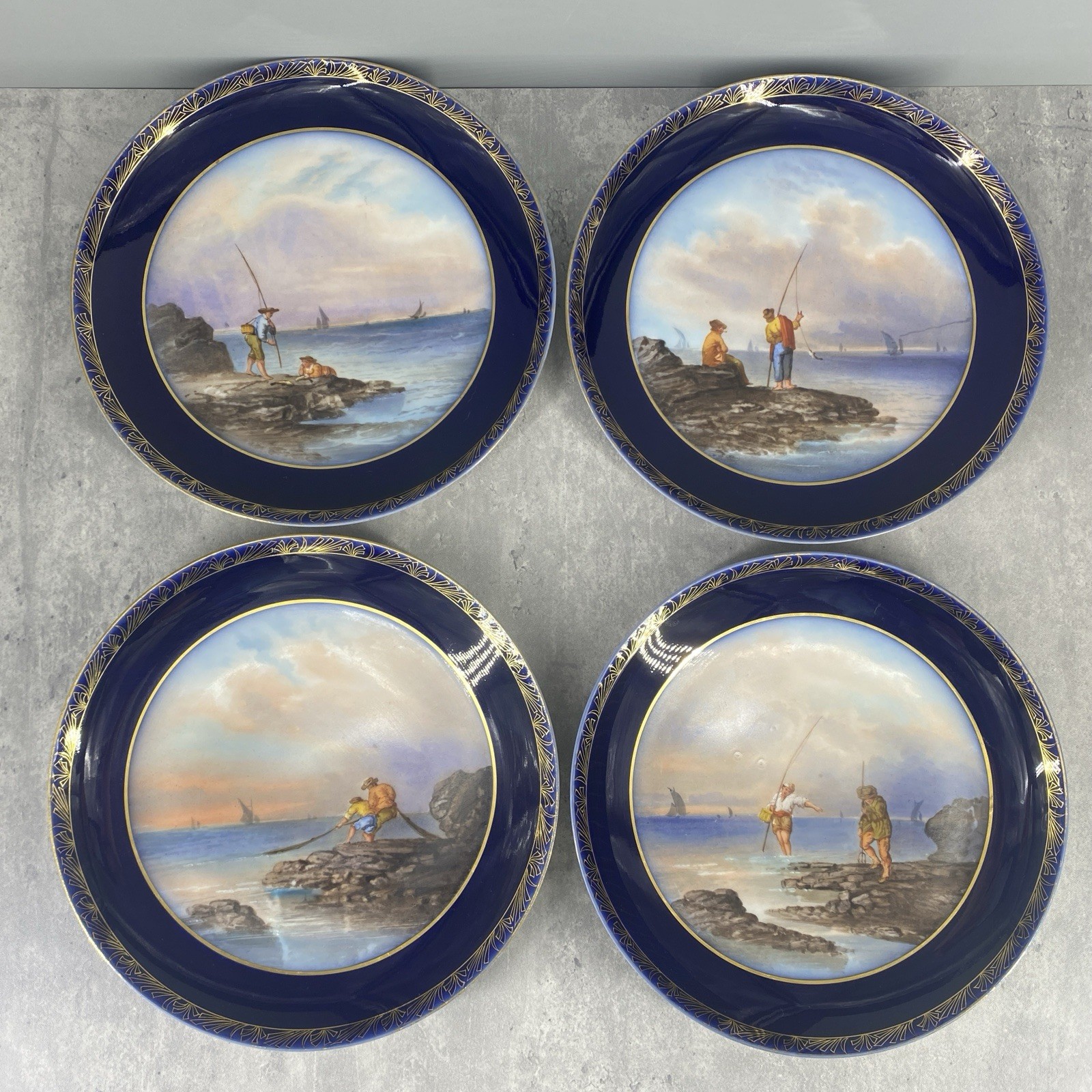 Charles Field Haviland CFH Gerard Dufraisseix & Morel GDM Plate Fishermen Scene