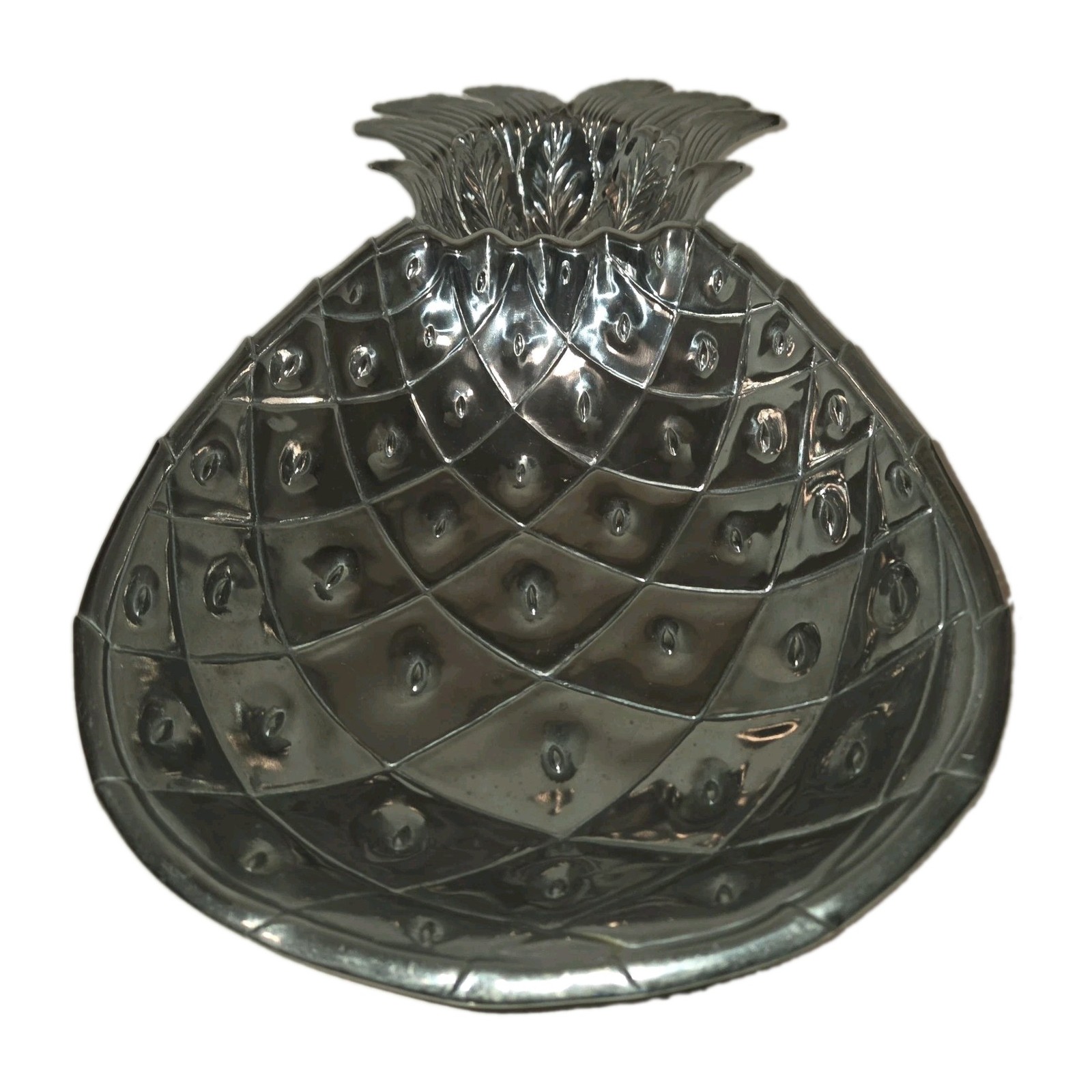 Arthur Court Pineapple Chip Dip Serving Tray Dish 2 Sections Recycled Aluminum 