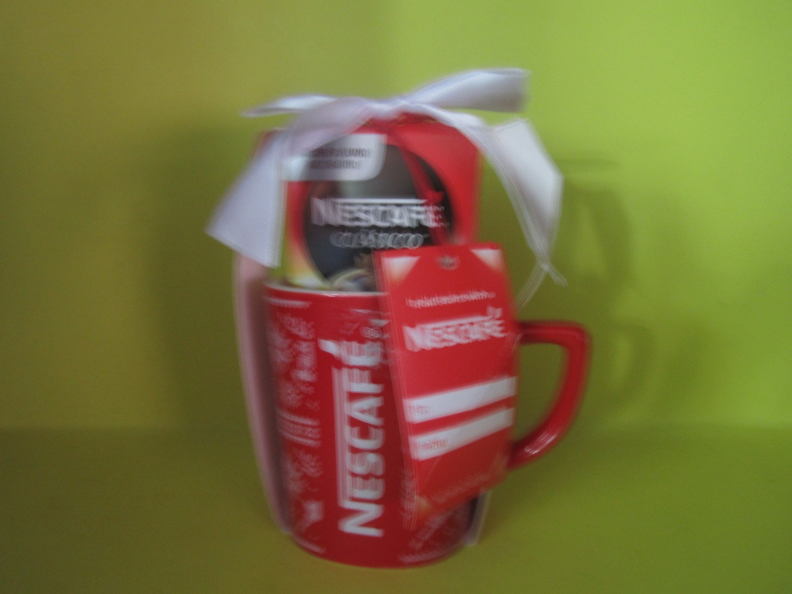 Nescafe Clasico Instant Coffee Gift Set Branded Red Mug with Whir=te Ribbon 
