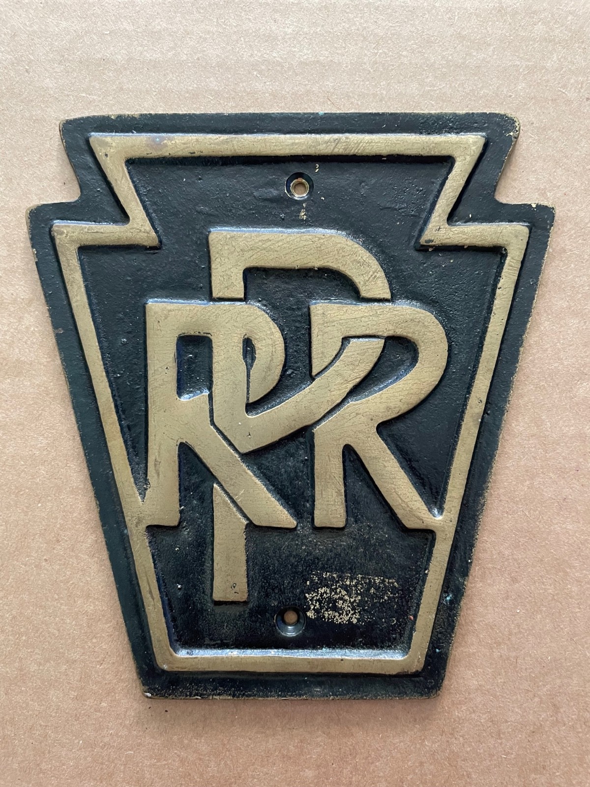 Vintage PRR PENNSYLVANIA RAILROAD Brass Emblem Plaque Sign