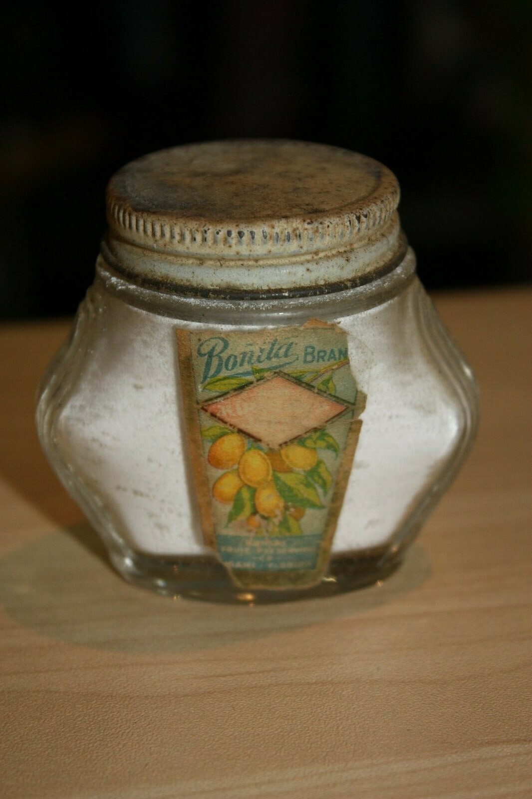Vintage Bonita Brand Glass Makeup Powder Jar FULL