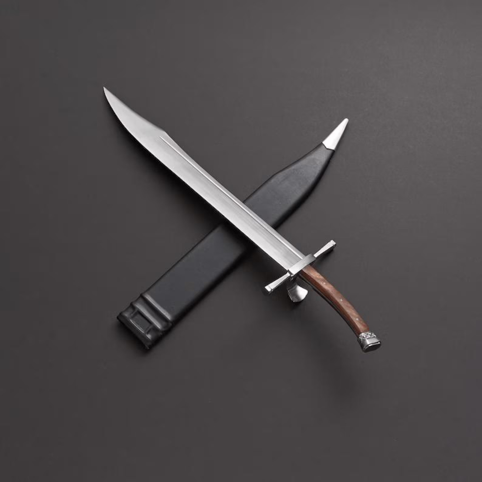 Handmade Medieval Messer Sword High Carbon Steel w/ Leather Scabbard Collectible