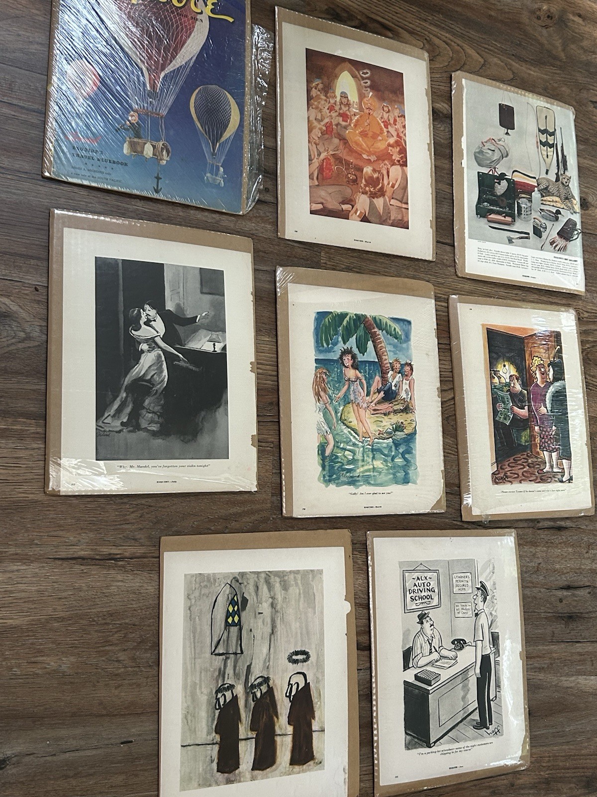 Vintage Esquire Magazine Art Print Lot - Campbell, Folon, Dedini, Shermund, Hoff