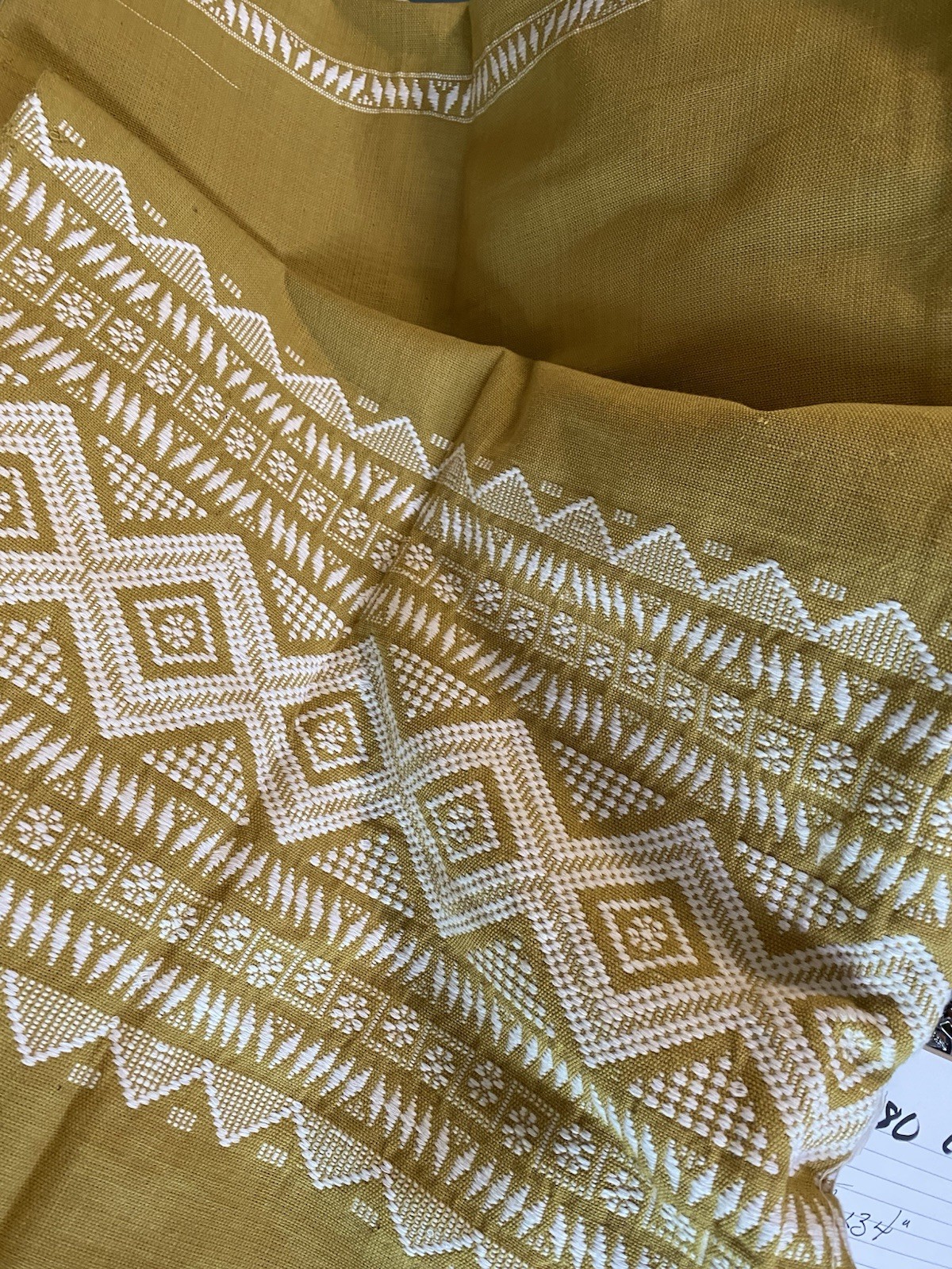 Vintage Bhujodi Kutch Handwoven Extra Weft Textile, Throw, Bed Runner 96” X 44”