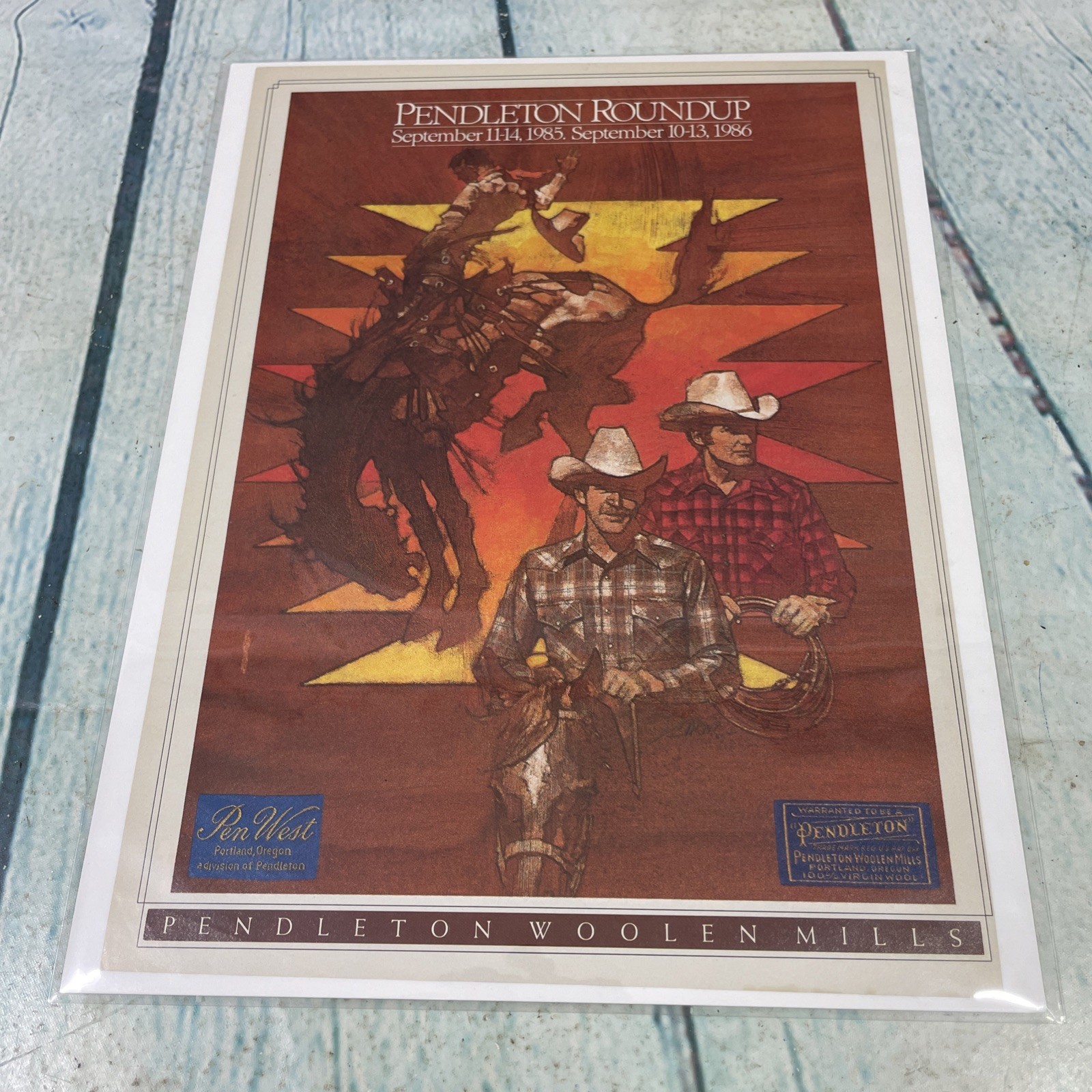 1985 Pendleton Roundup Wool Vtg Print Ad/Poster Pinup Promo Art Magazine Page