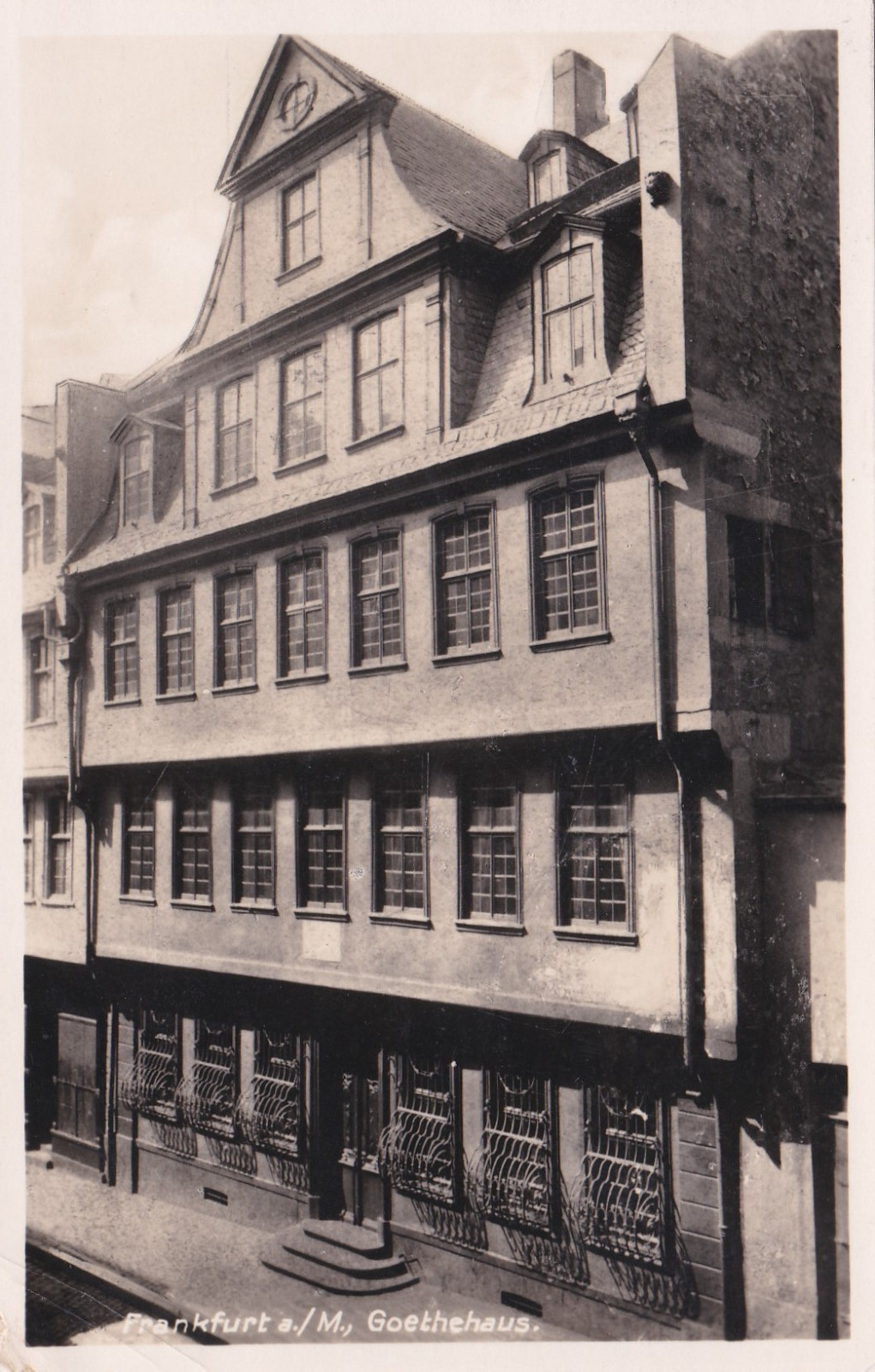 1938 Postcard German Reich Frankfurt a.M. Goethe House Building Cityscape Stamp Excellent