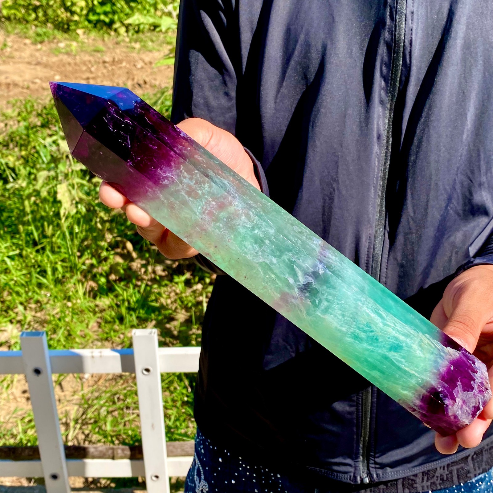 2.6LB   Natural unique colored fluorite pillar quartz crystal sample