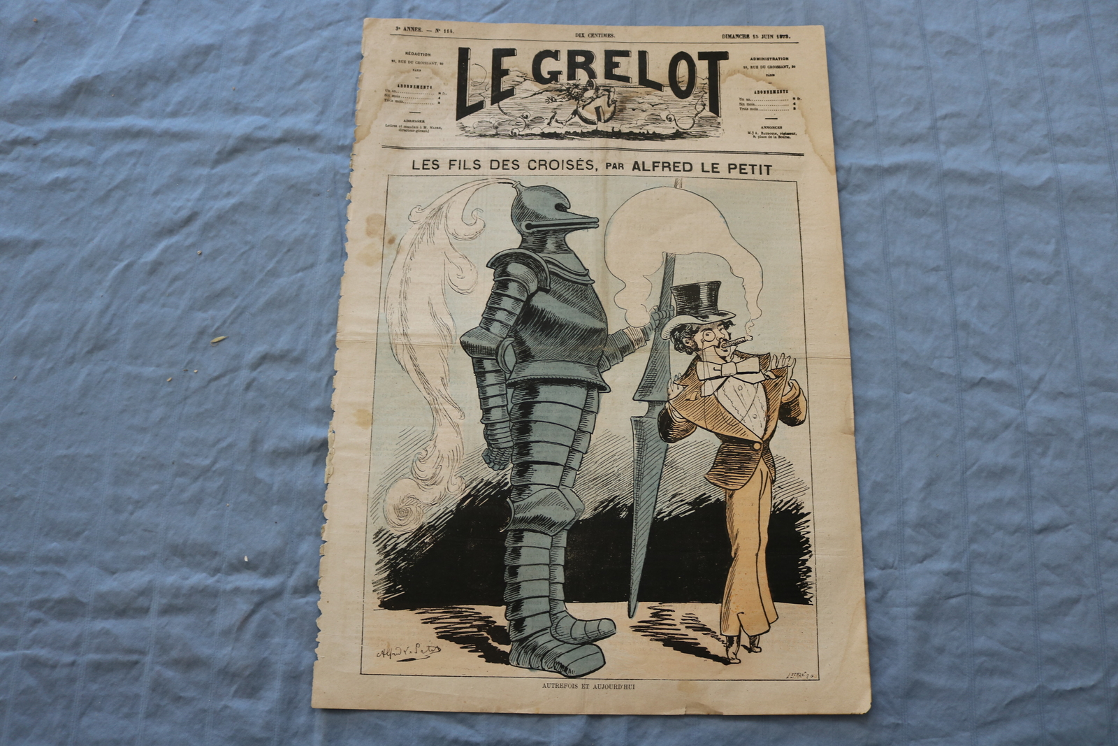 1873 JUNE 15 LE GRELOT NEWSPAPER - LES FILS DES CROISES - FRENCH - NP 8624