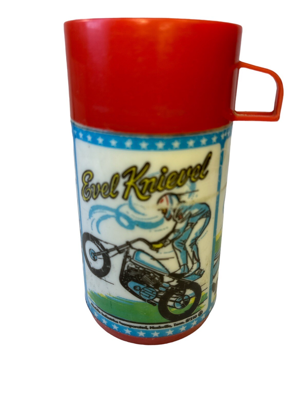 Vintage EVEL KNIEVEL 1974 Thermos Bottle 8oz Aladdin Industries Inc Nashville TN