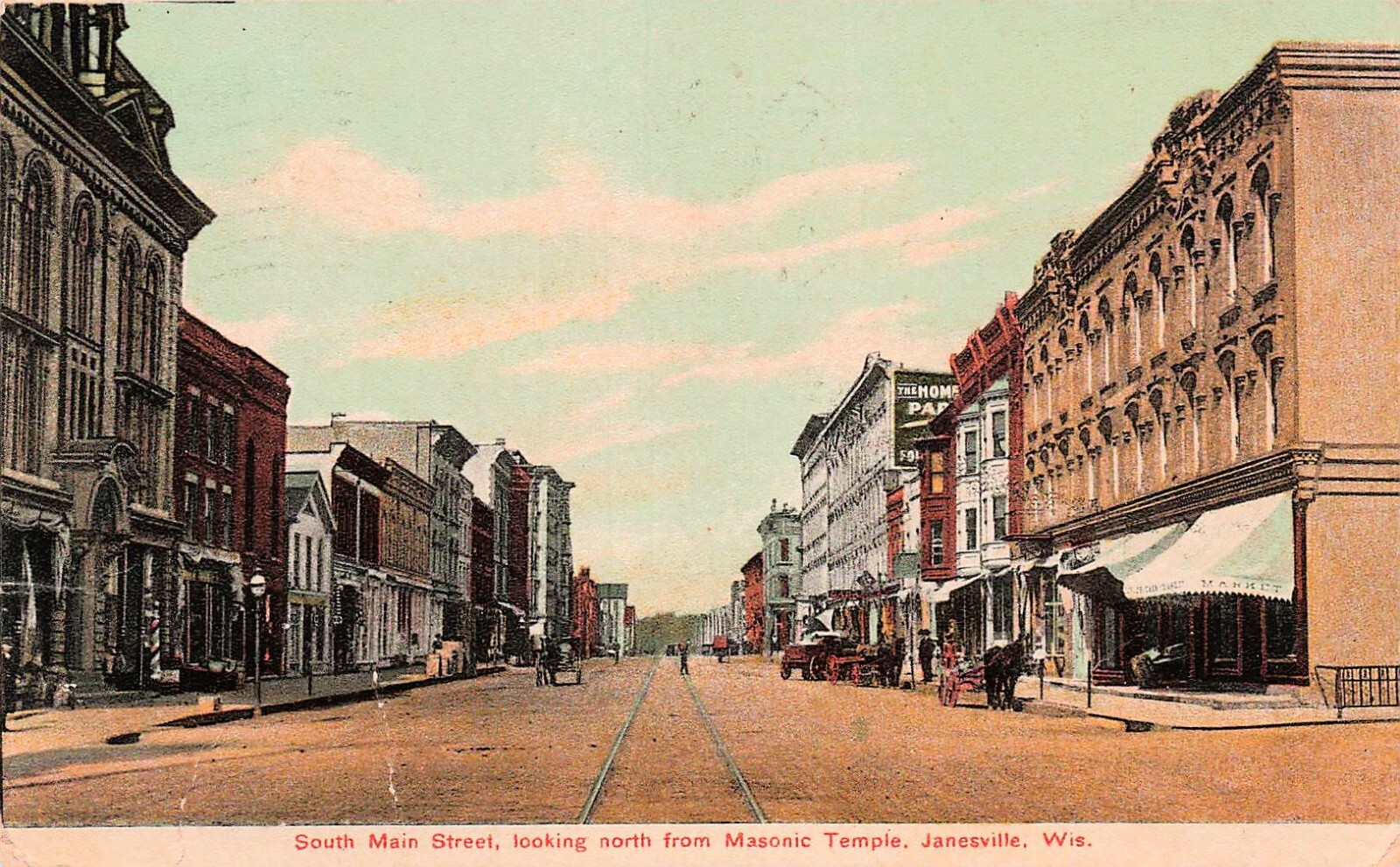 Janesville WI Wisconsin Main Street from Masonic Temple c1908 Vtg Postcard E24