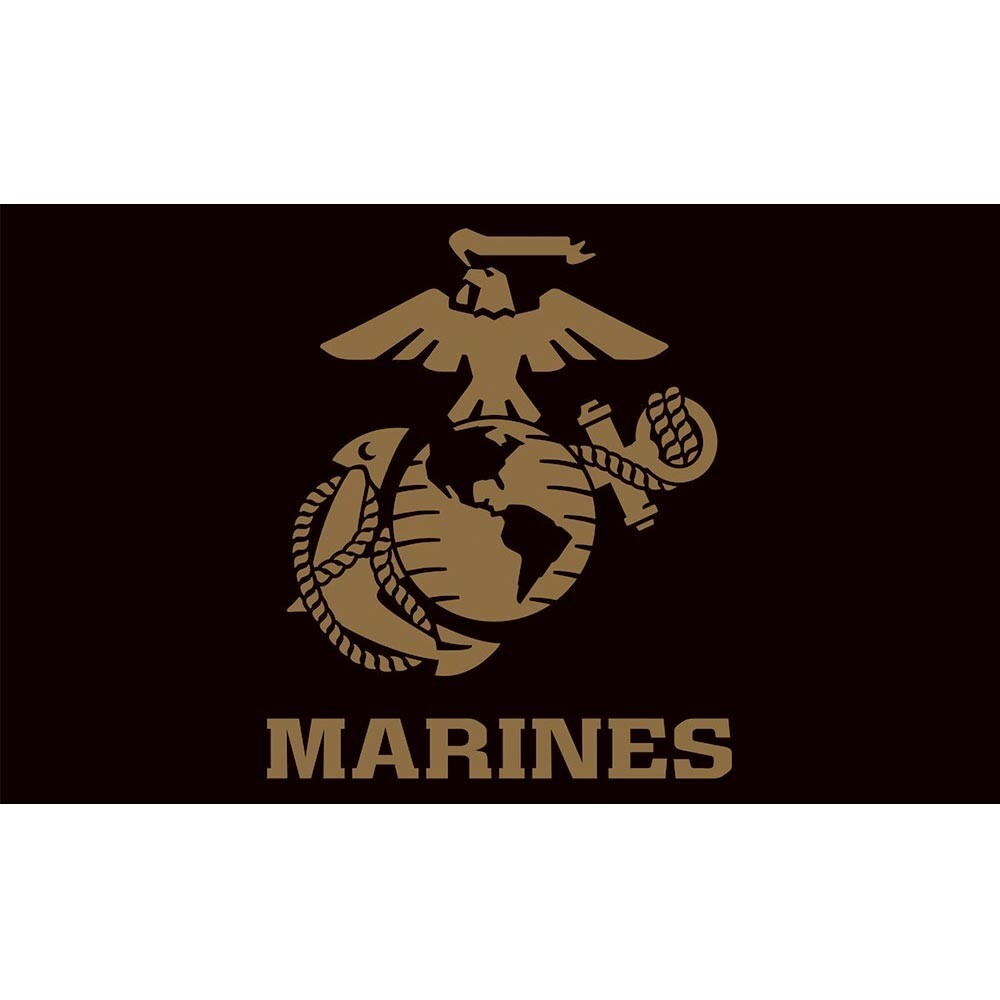 Marines Eagle Globe & Anchor Flag - USMC 3'X5' Black & Gold Flag (Made in USA)