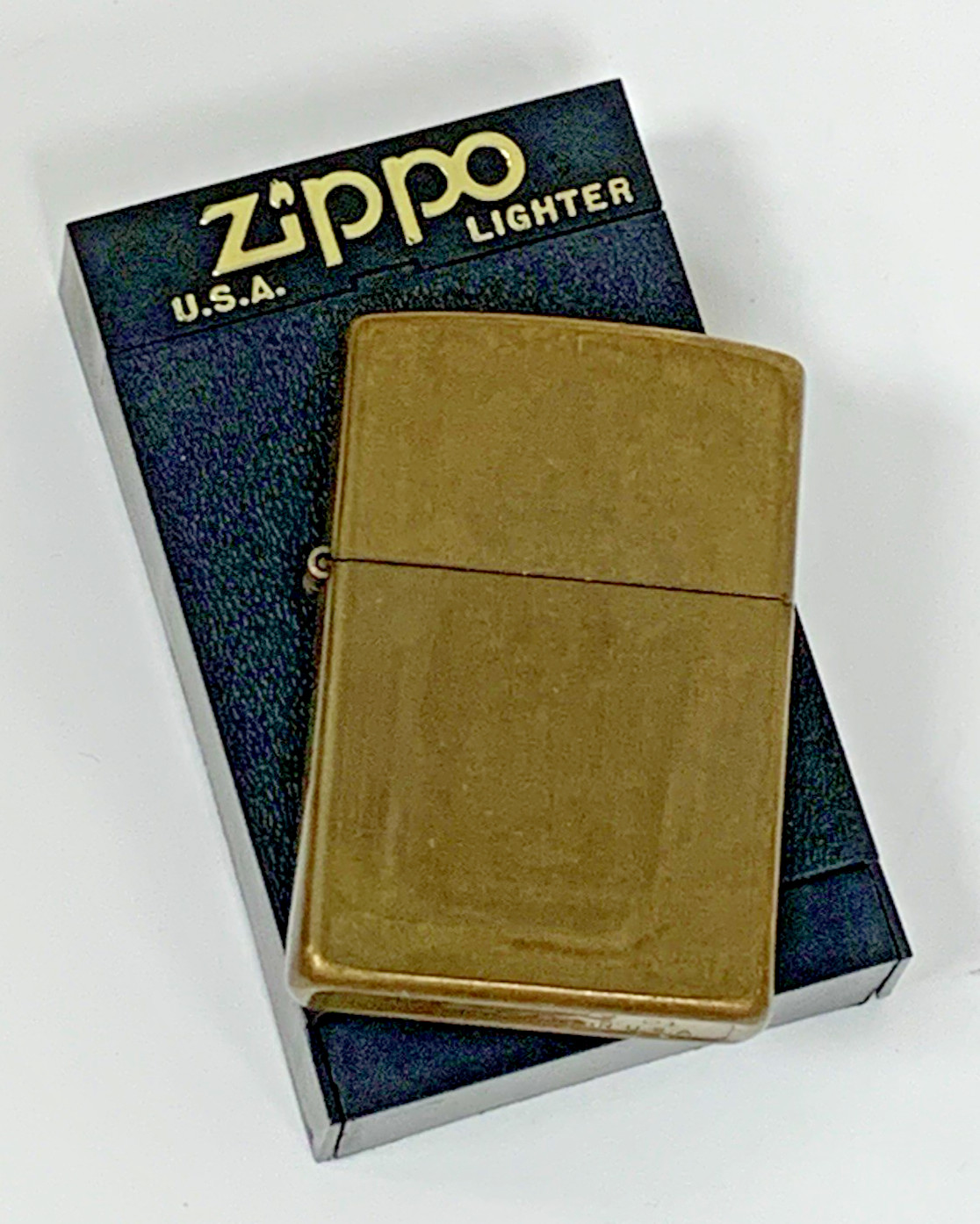 Vintage Unfired Zippo Brass Lighter In Original Presentation Box