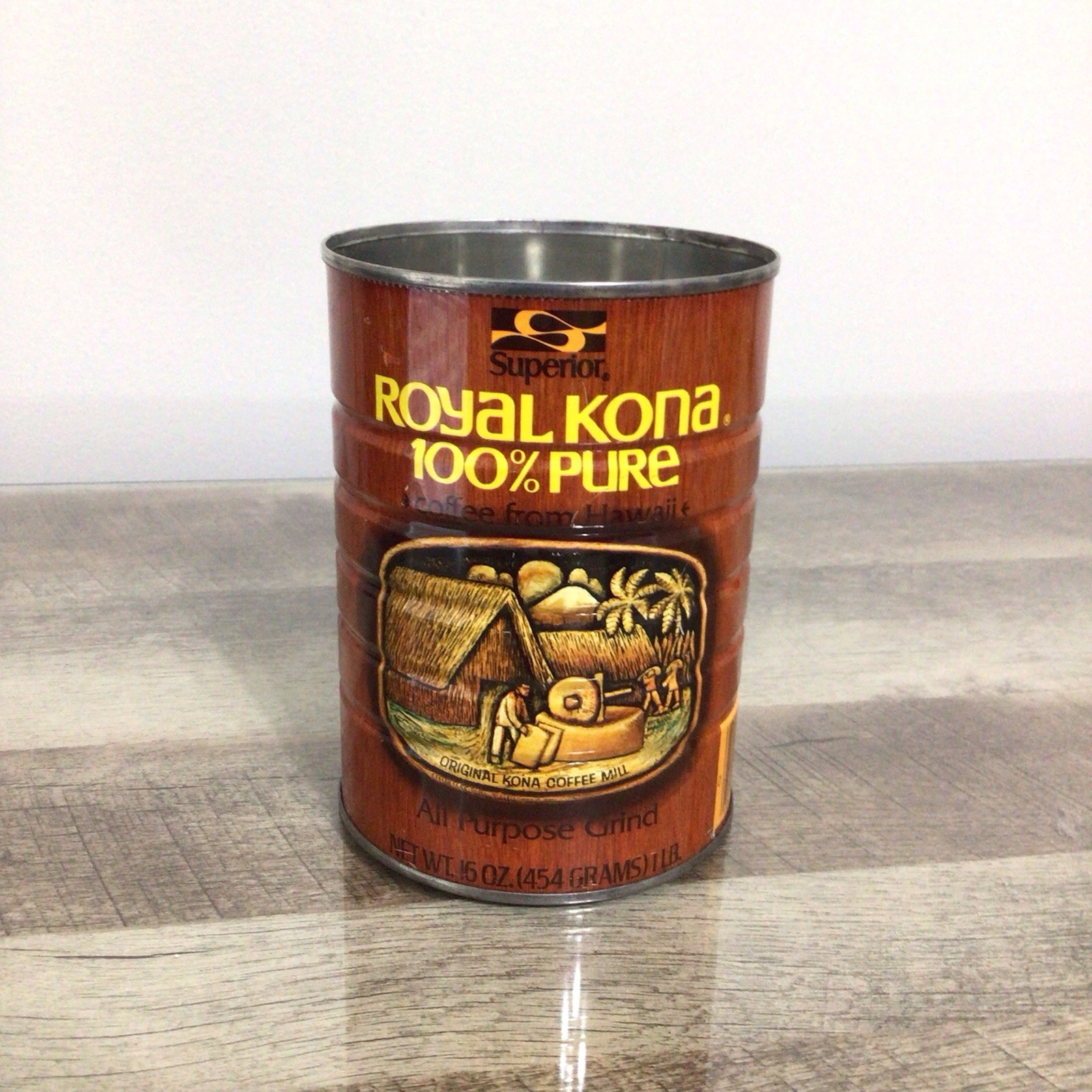 Vintage ROYAL KONA Empty Coffee Tin Can ~ No lid