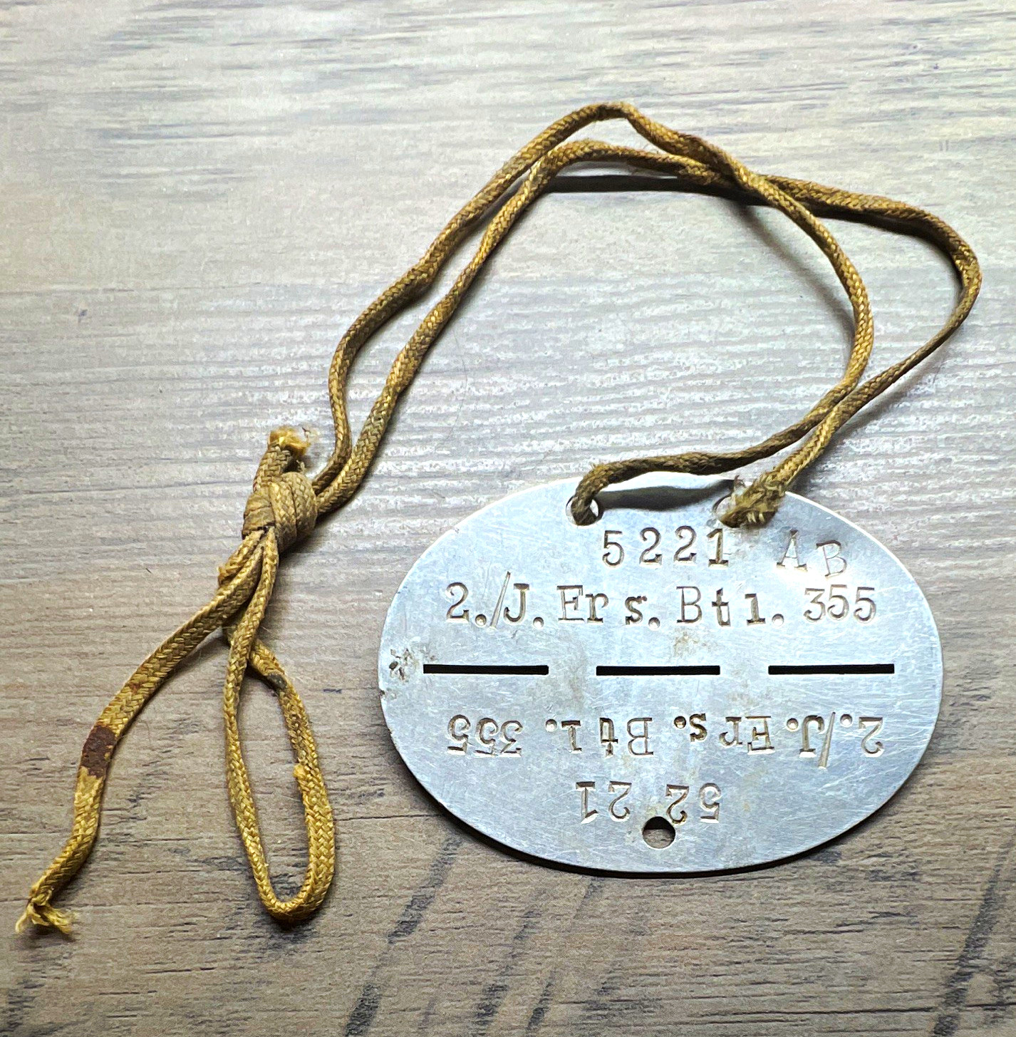 WWII German Military ID Dog Tag Erkennungsmarke 2./Ers.Btl.355 Germany