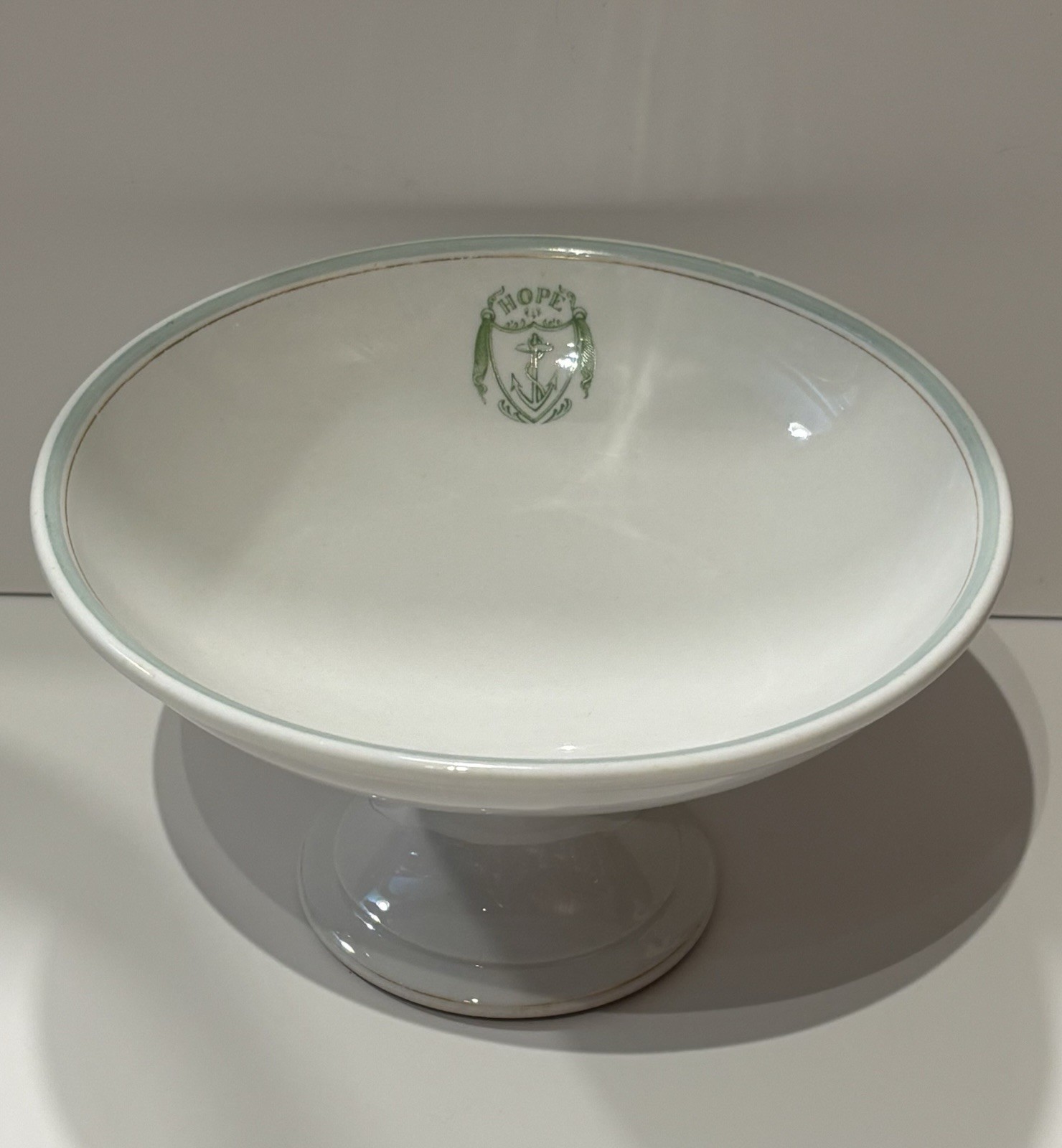 Antique RHODE ISLAND Anchor HOPE Logo Pedestal Bowl Candy Dish Lamberton China