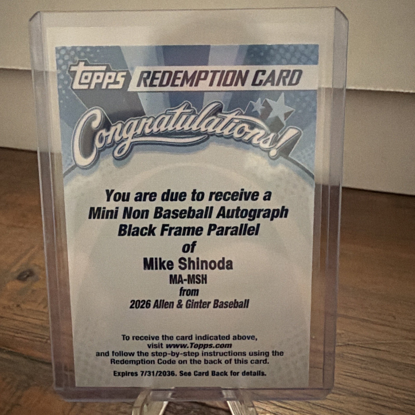 2026 Topps Allen & Ginter Mike Shinoda Black Frame Autograph /25 Redemption