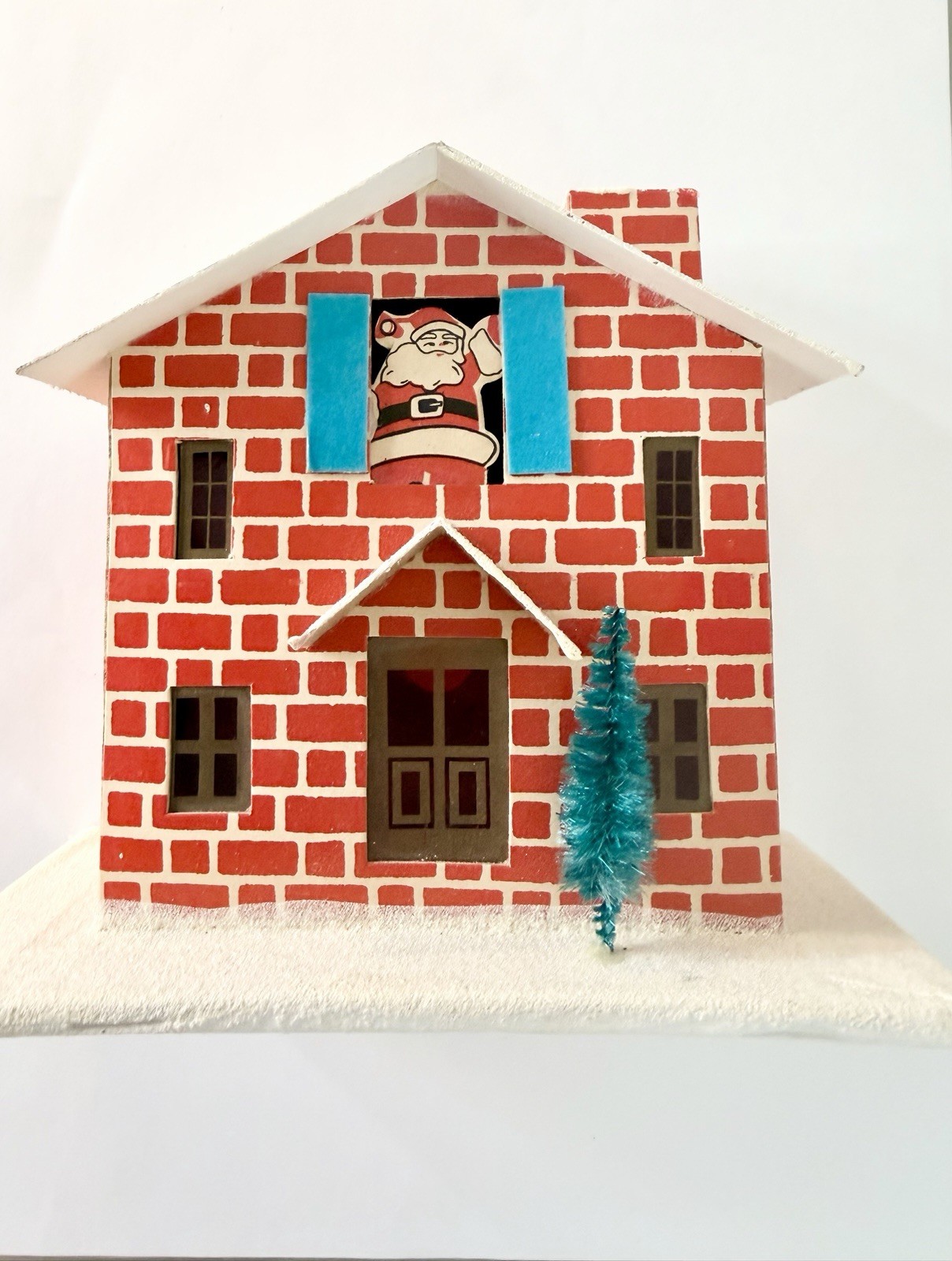 1930s Japan Christmas Village Cardboard Putz Brick House Santa Claus Excellent