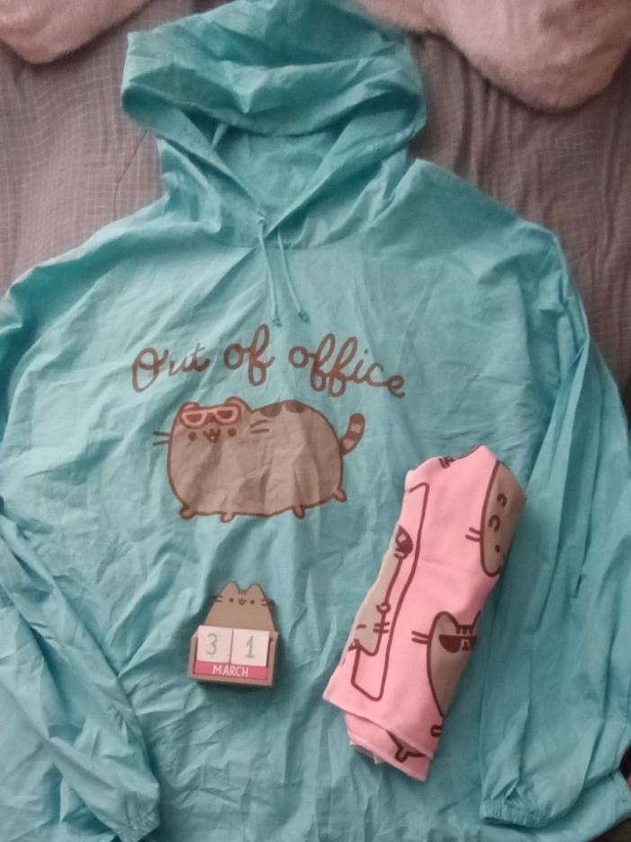 Pusheen Items From Spring 2019 Box Poncho Yoga Towel Day Block Calendar