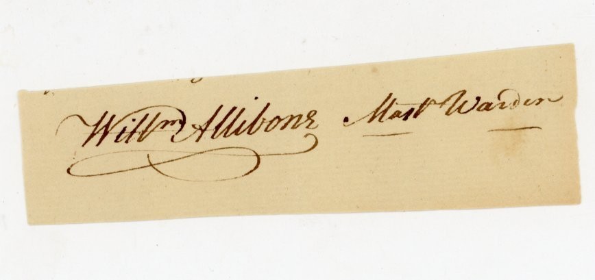 Wm Allibone Autograph Signature Clip “Master Warden” Port of Philadelphia 1790s