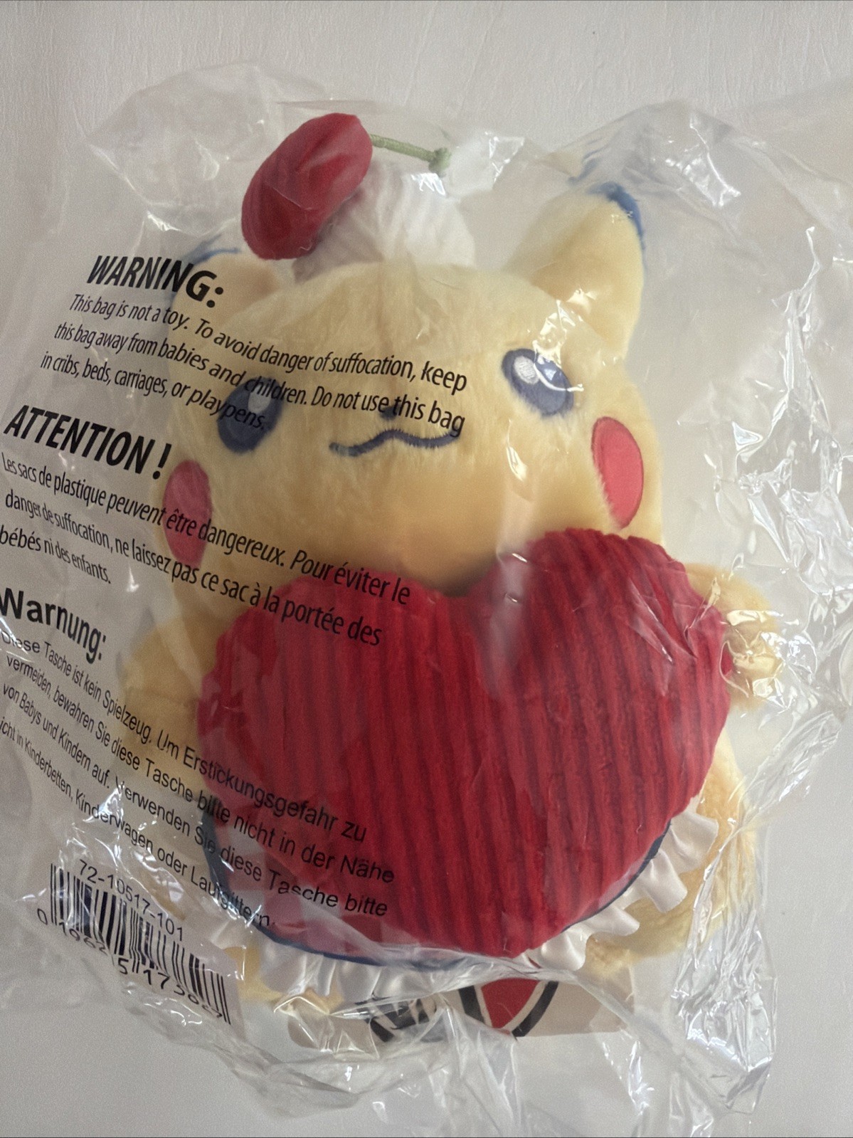 Pokemon Center Original Pikachu Sweetheart Diner Pikachu with Heart Plush 9 In.