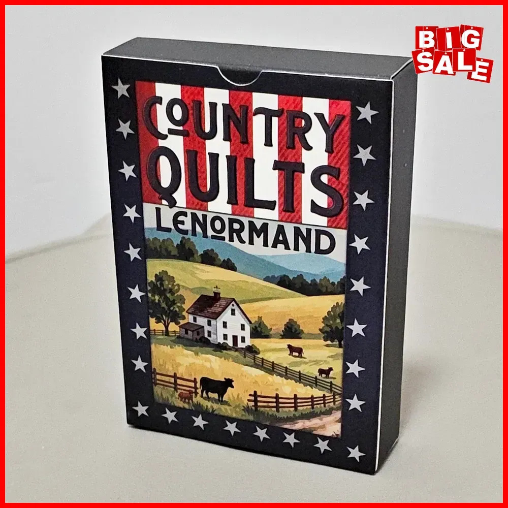 9*6cm Country Quilts Lenormand Deck, 36-Card Folk Art Divination Deck with Rusti