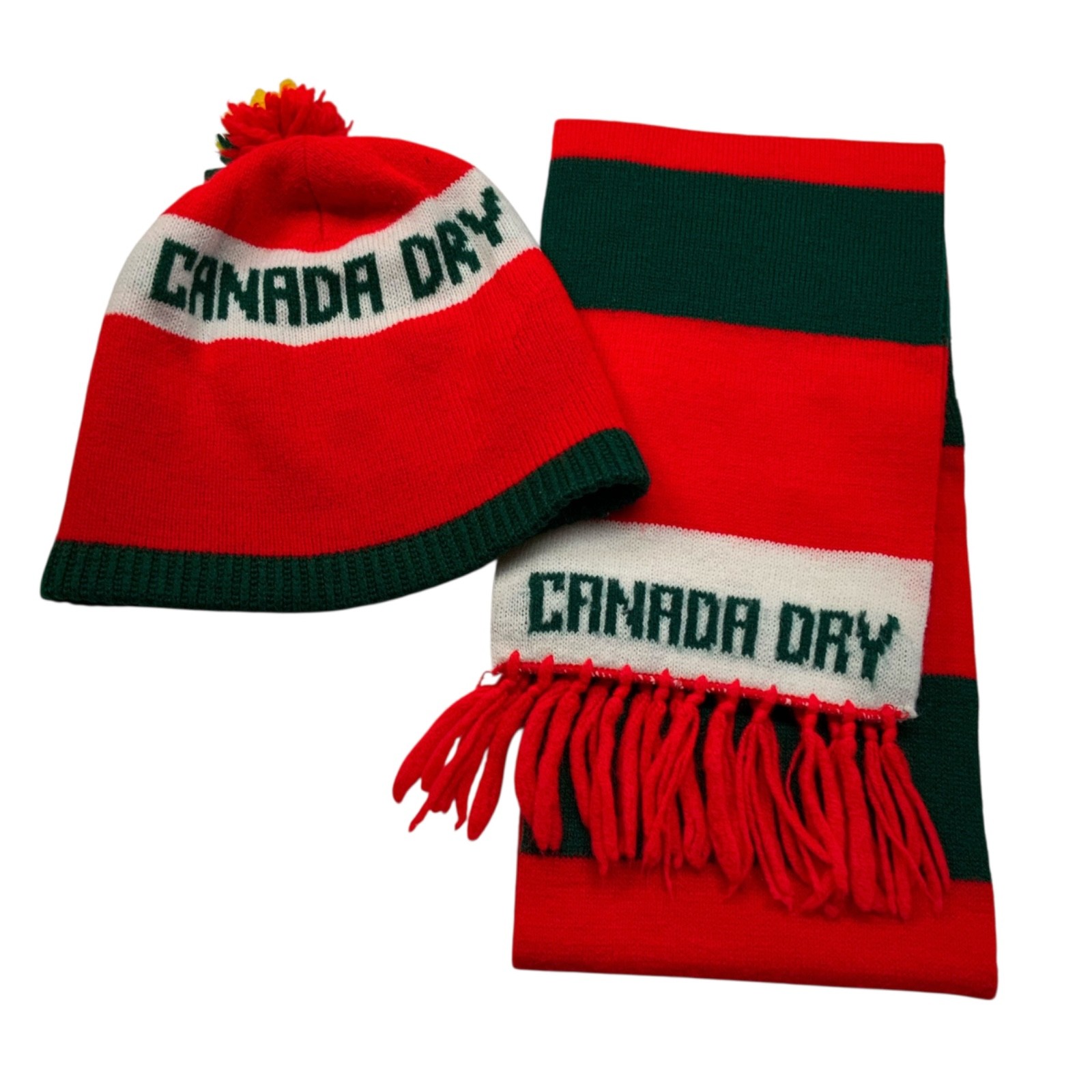 Vintage CANADA DRY Scarf Hat Set Red Green Promo Limited Edition