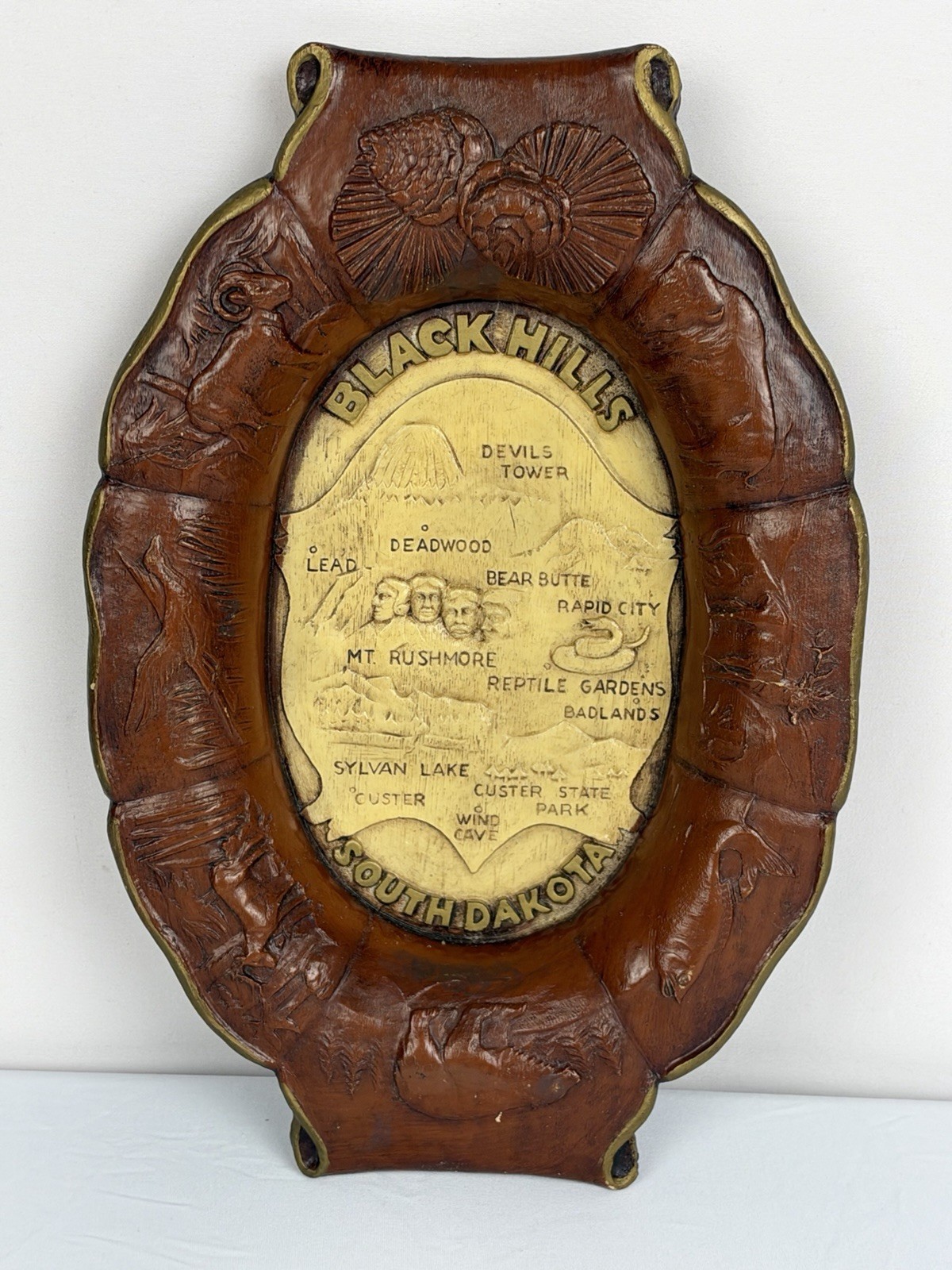 Vintage Black Hills South Dakota Burwood Wall Plaque Mt Rushmore Devils Tower