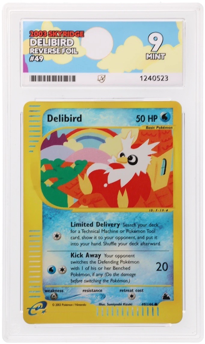 Pokémon TCG Delibird 49/144 Skyridge Reverse Foil Vintage 2003 Ace 9 Mint