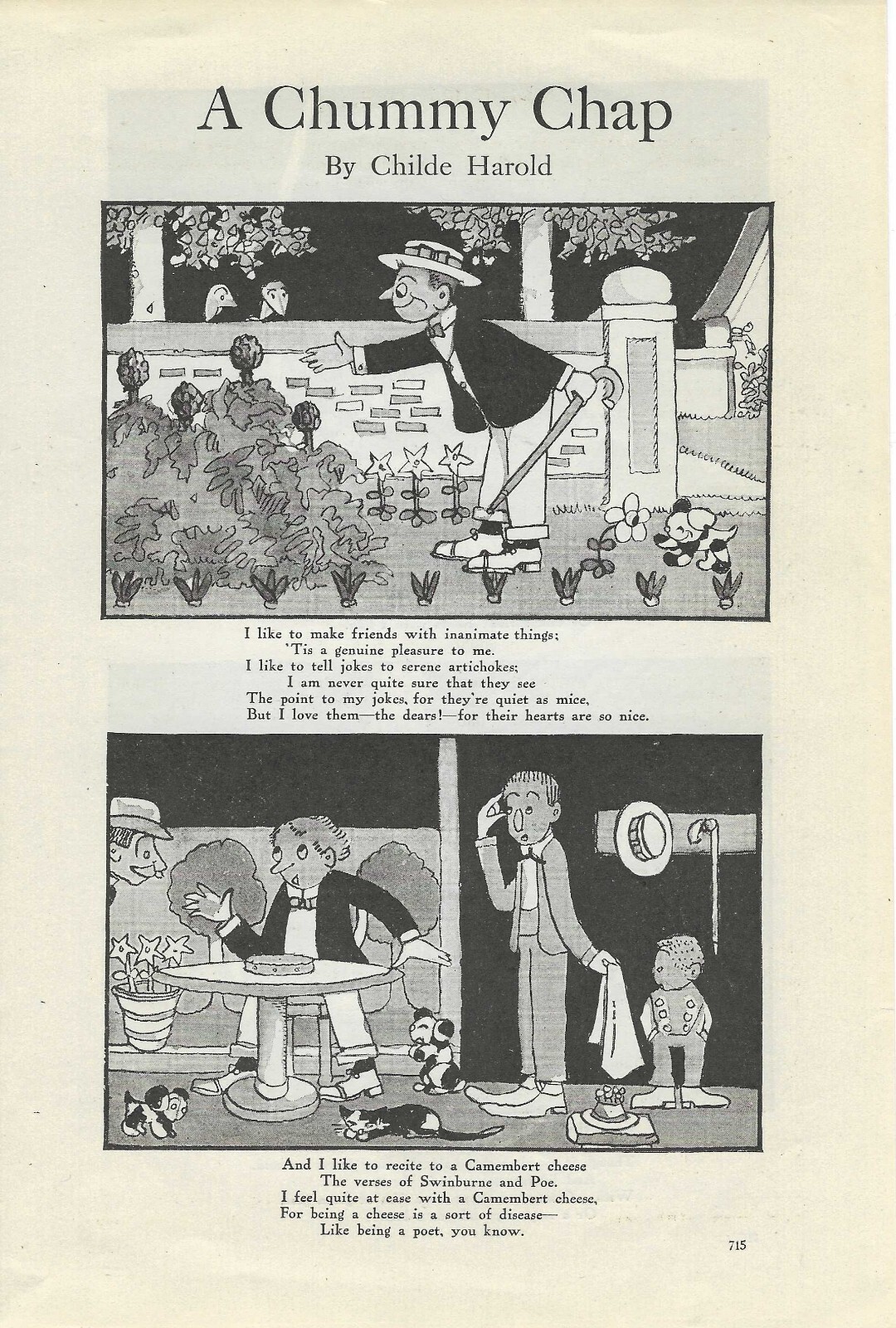 1913 A Chummy Chap Cartoon Childe Harold Cosmopolitan Vintage Art Print Cartoon