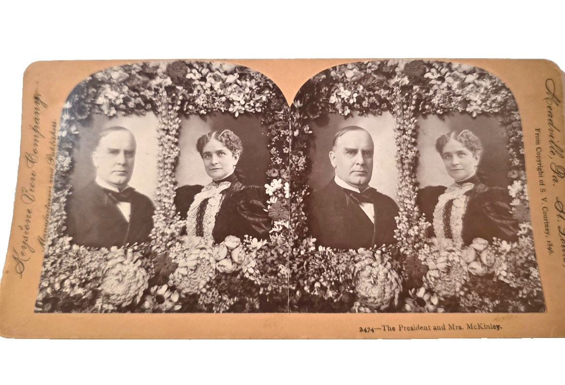 1896 William & Ida McKinley President First Lady Antique Stereoview Card 2474