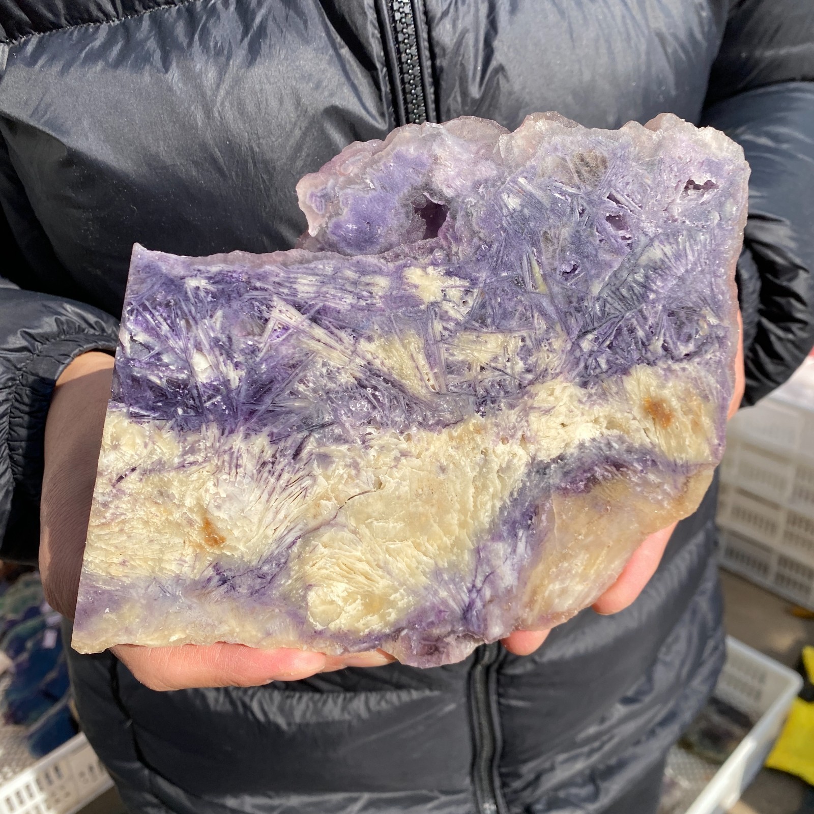 695G Natural colored fluorite quartz crystal slab spiritual energy repair