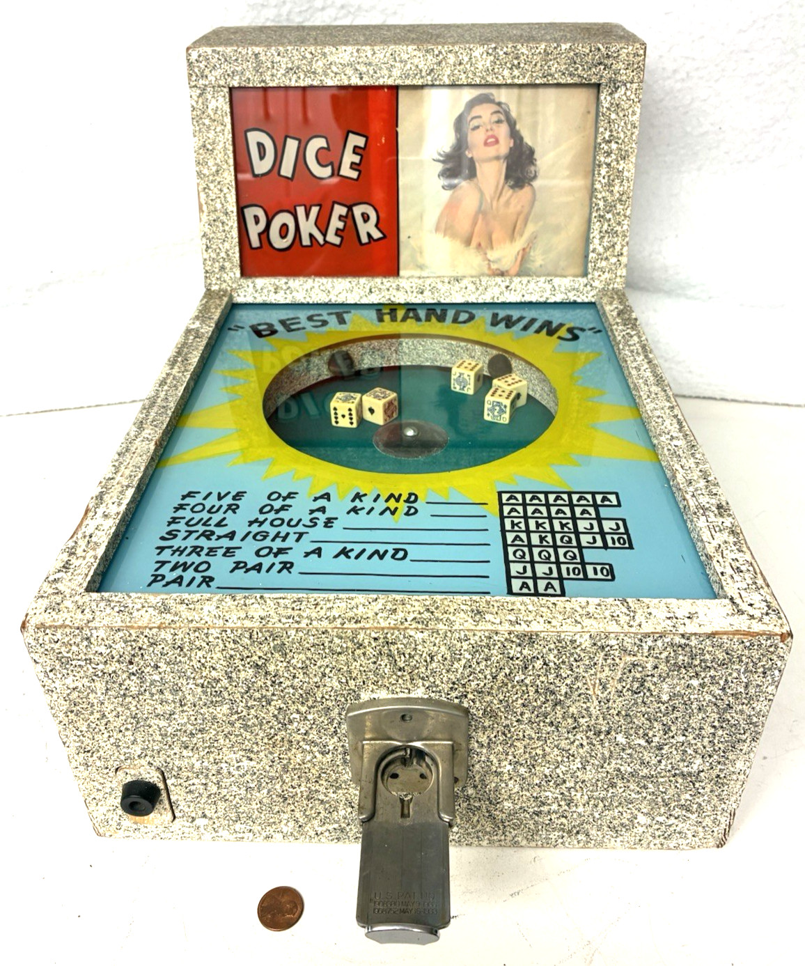 VINTAGE 1933*PENNY ARCADE GAME,DICE POKER,TRADE STIMULATOR,BARTOP,GAMBLING,GIFT