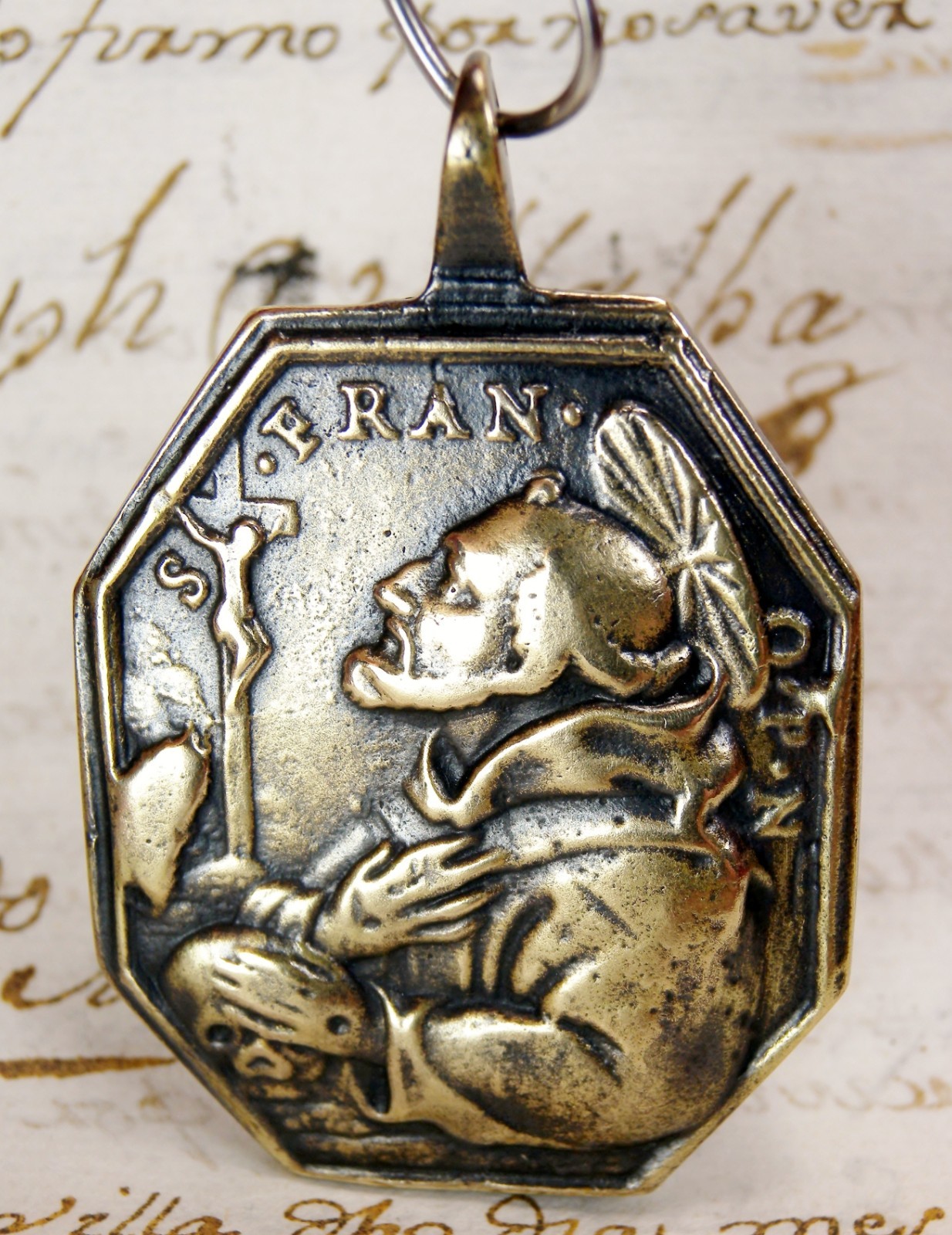 ANTIQUE 18TH ST FRANCIS STIGMATA IMMACULATE CONCEPTION METAL DETECTOR FIND MEDAL