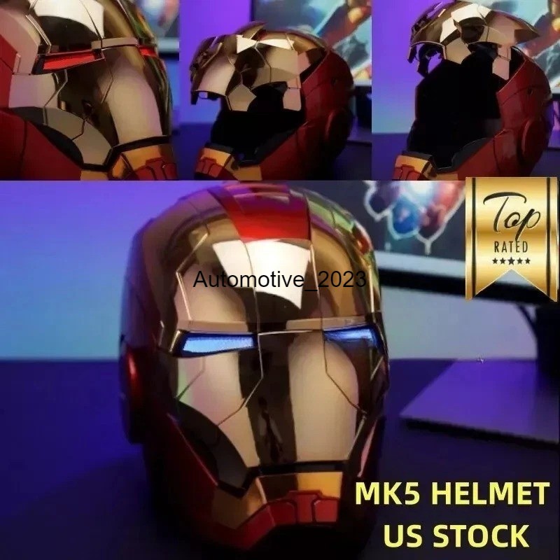 US Iron Man MK5 1:1 Helmet Wearable Voice-control Golden Mask Cosplay AUTOKING