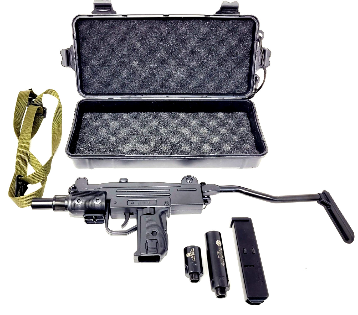 Mini UZI Submachine Gun Pistol LIGHTER Metal Jet Torch Flame & Padded Case Black