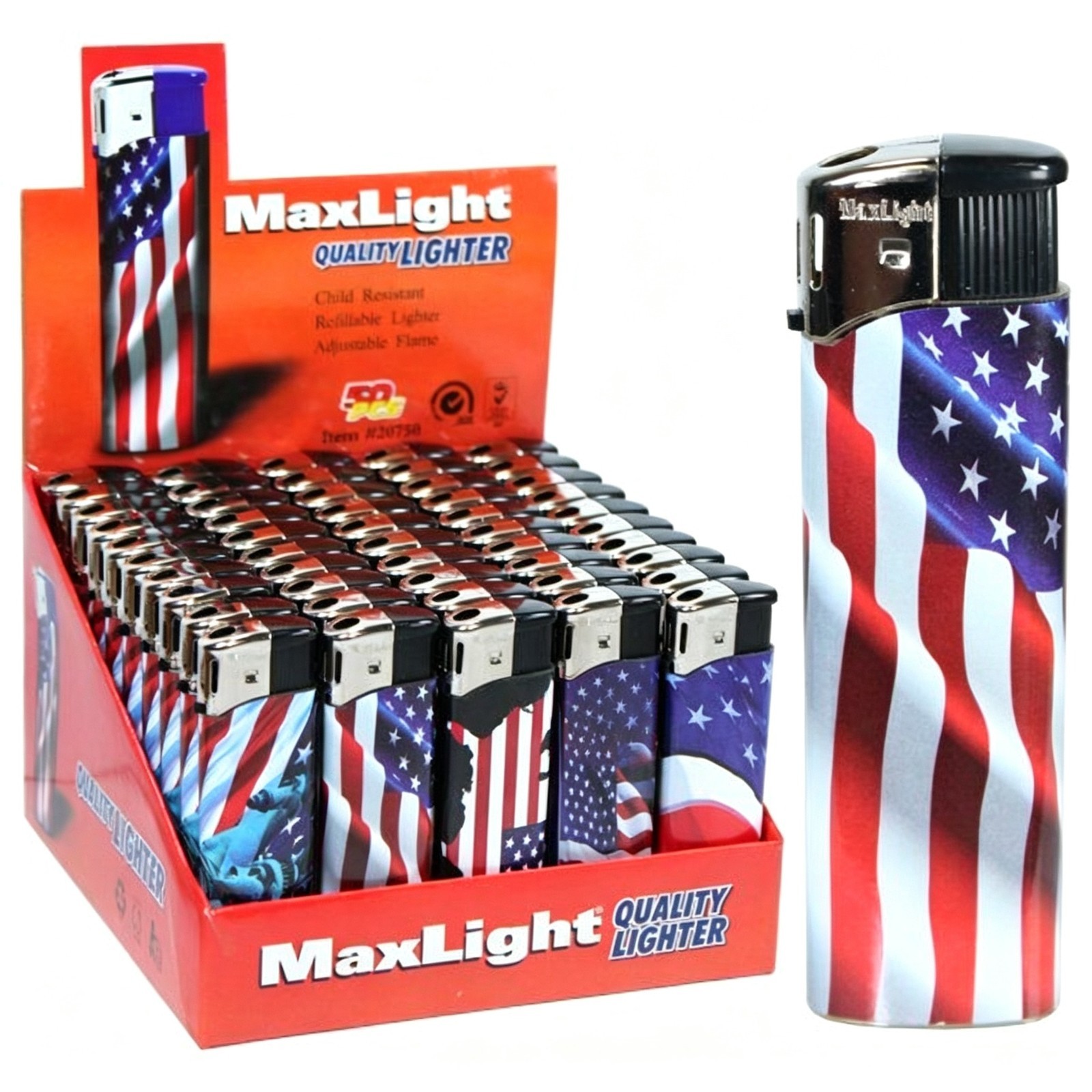 Maxlight Lighters Flag Design – Patriotic : 10 Pack