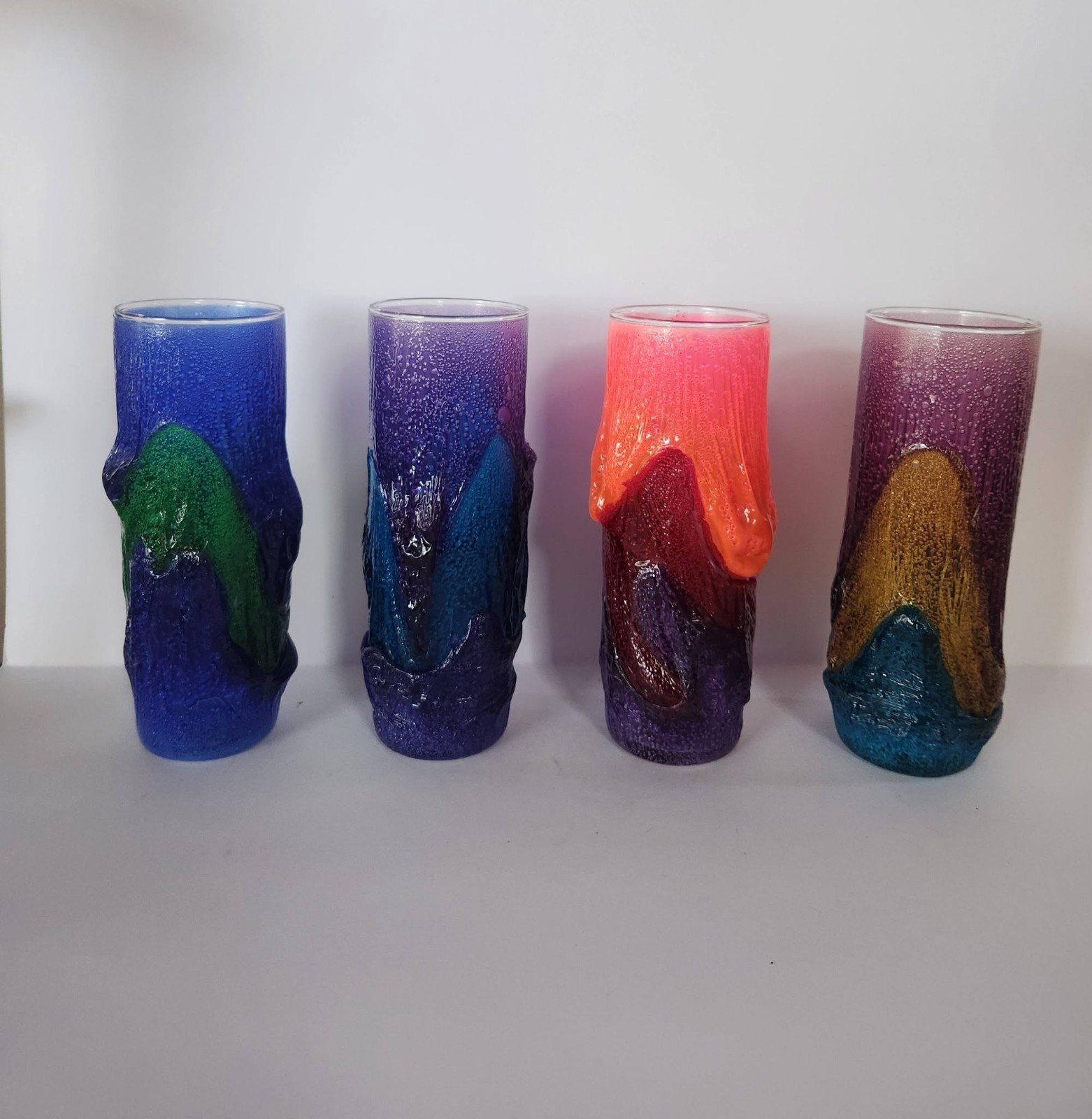 Vintage Italian Handblown Glass Tumbler Set of Four