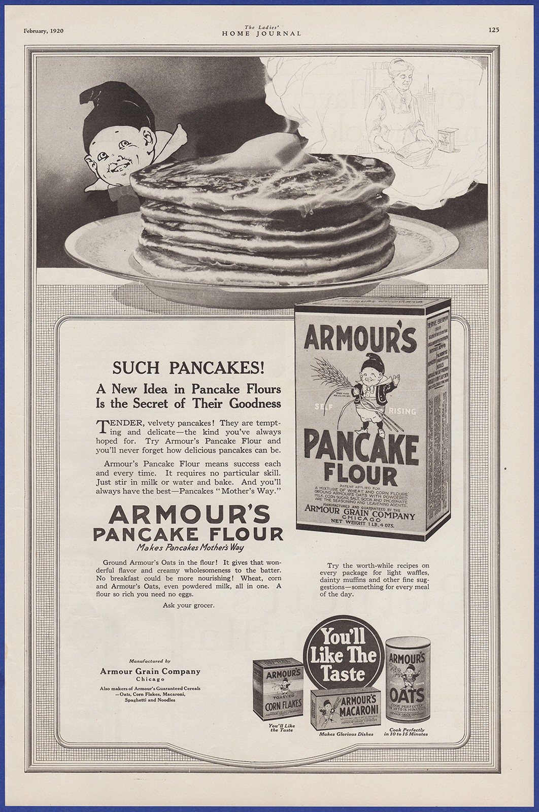 Vintage 1920 ARMOUR'S Pancake Flour Kitchen Art Decor Ephemera 1920's Print Ad