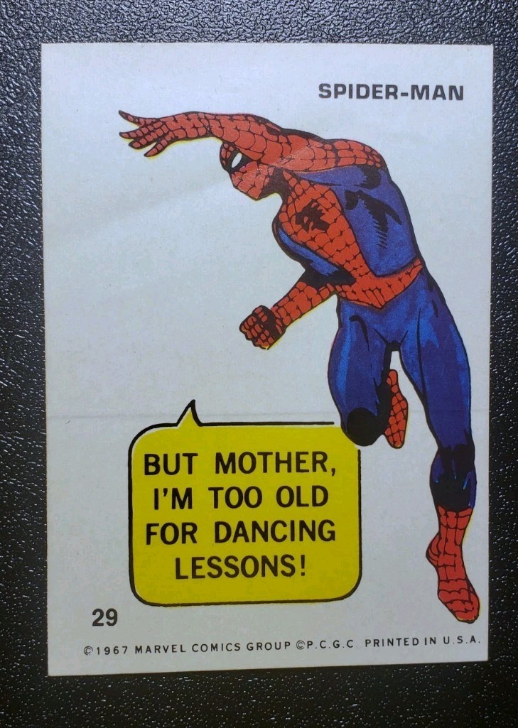 1967 Marvel Super Heroes Sticker Trading Card Philadelphia Gum #29 Spider-Man